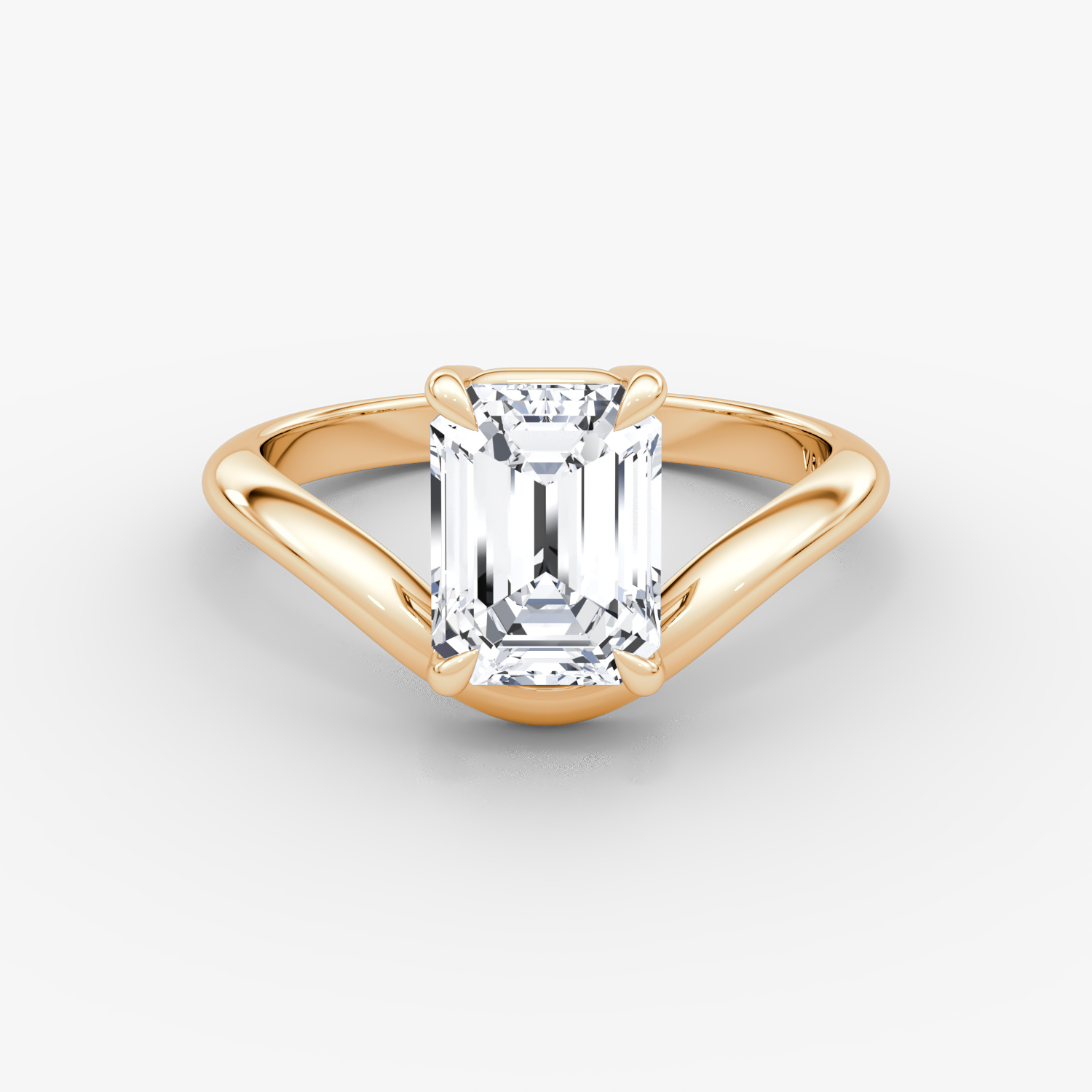 The Curve | Emerald | 14k | Rose Gold | bandAccent: Plain | diamondOrientation: vertical | caratWeight: other