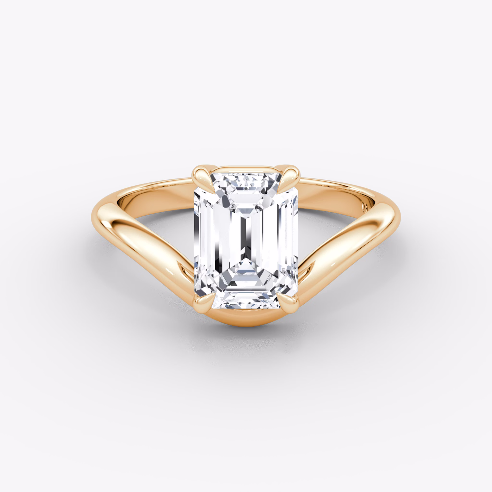 The Curve | Emerald | 14k | Rose Gold | bandAccent: Plain | diamondOrientation: vertical | caratWeight: other