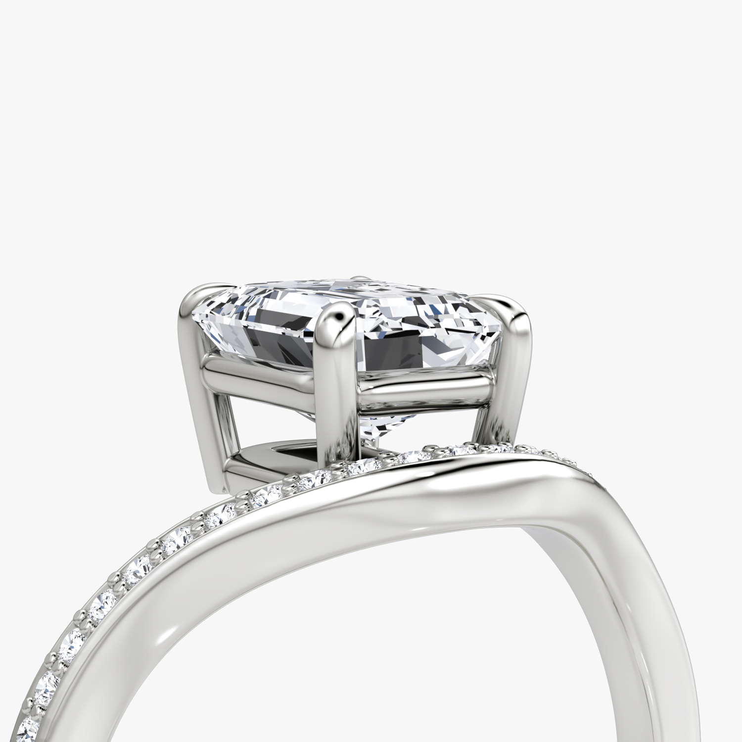 The Curve | Emerald | Platinum | bandAccent: Pavé | diamondOrientation: vertical | caratWeight: other