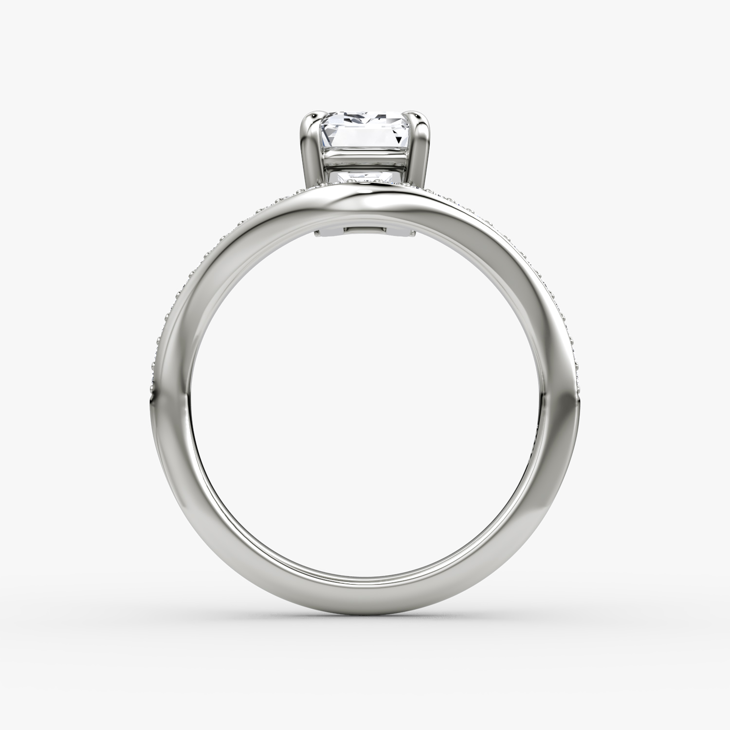 The Curve | Emerald | Platinum | bandAccent: Pavé | diamondOrientation: vertical | caratWeight: other