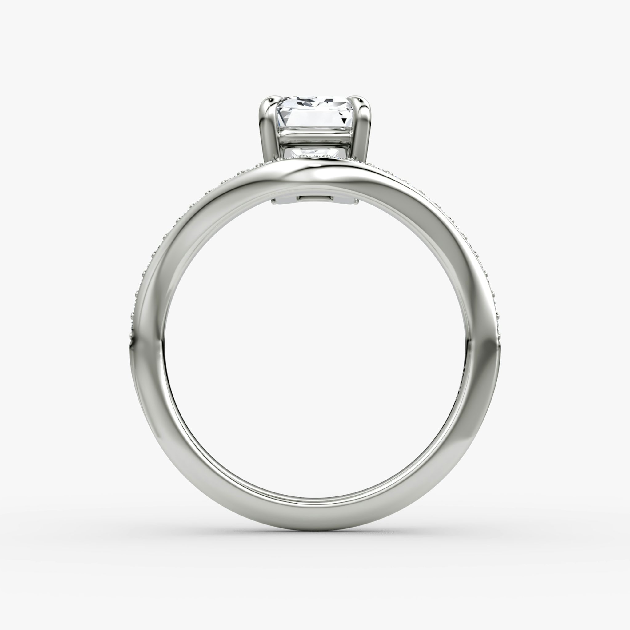 The Curve | Emerald | Platinum | bandAccent: Pavé | diamondOrientation: vertical | caratWeight: other