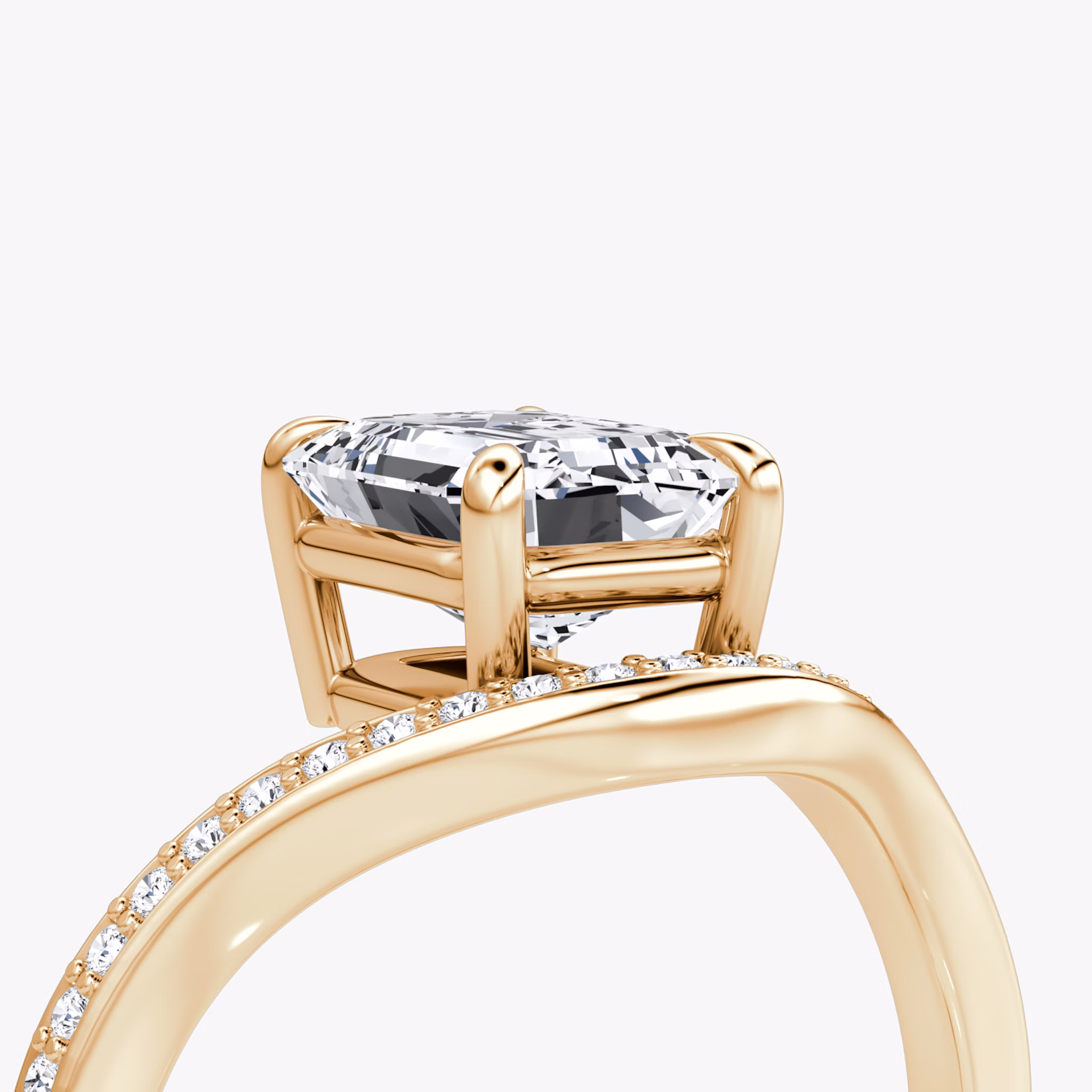 The Curve | Emerald | 14k | Rose Gold | bandAccent: Pavé | diamondOrientation: vertical | caratWeight: other