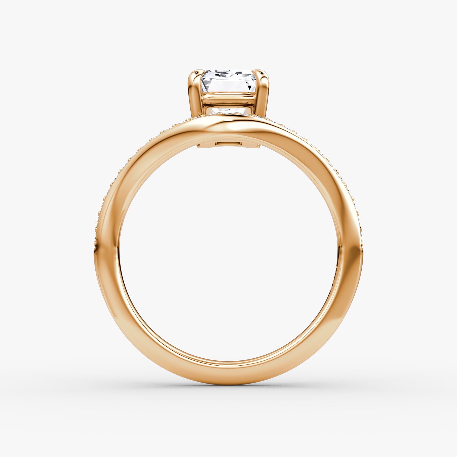 The Curve | Emerald | 14k | Rose Gold | bandAccent: Pavé | diamondOrientation: vertical | caratWeight: other