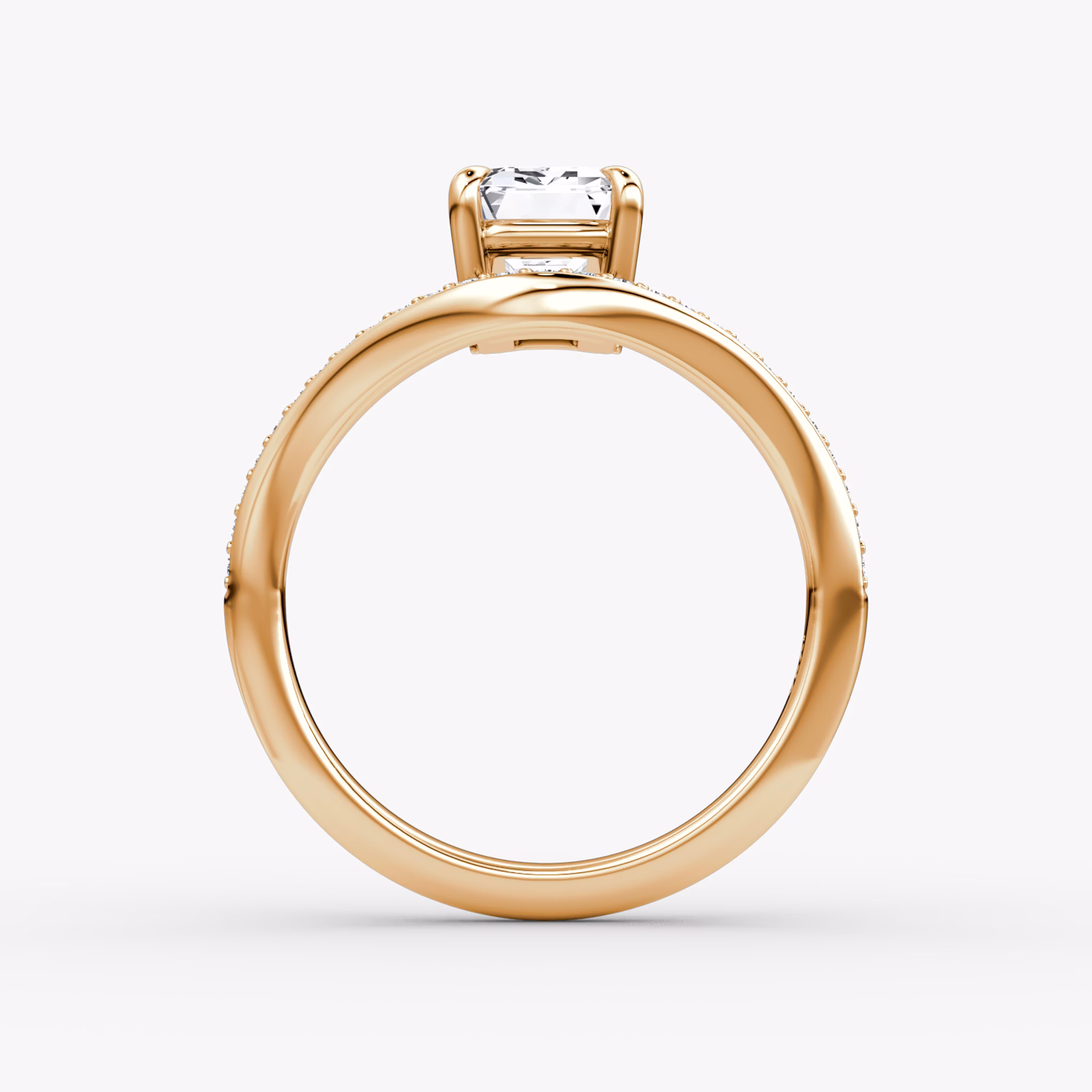 The Curve | Emerald | 14k | Rose Gold | bandAccent: Pavé | diamondOrientation: vertical | caratWeight: other