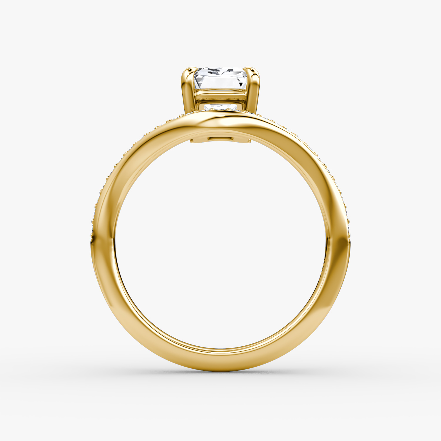 The Curve | Emerald | 18k | Yellow Gold | bandAccent: Pavé | diamondOrientation: vertical | caratWeight: other