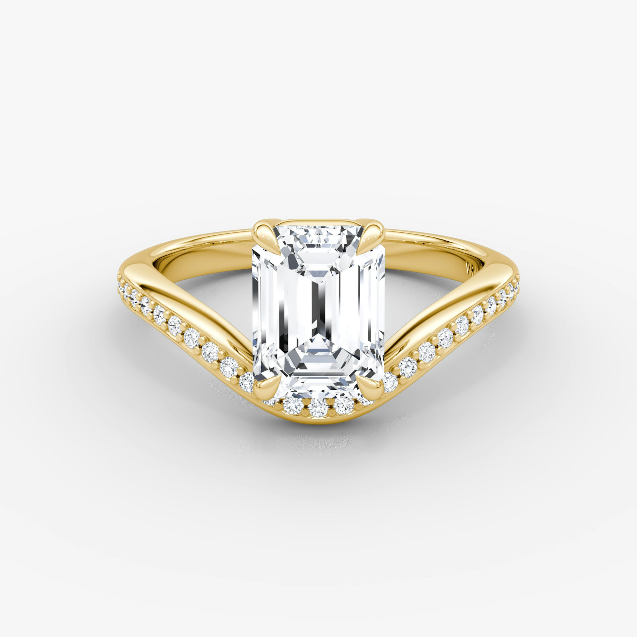 The Curve | Emerald | 18k | Yellow Gold | bandAccent: Pavé | diamondOrientation: vertical | caratWeight: other