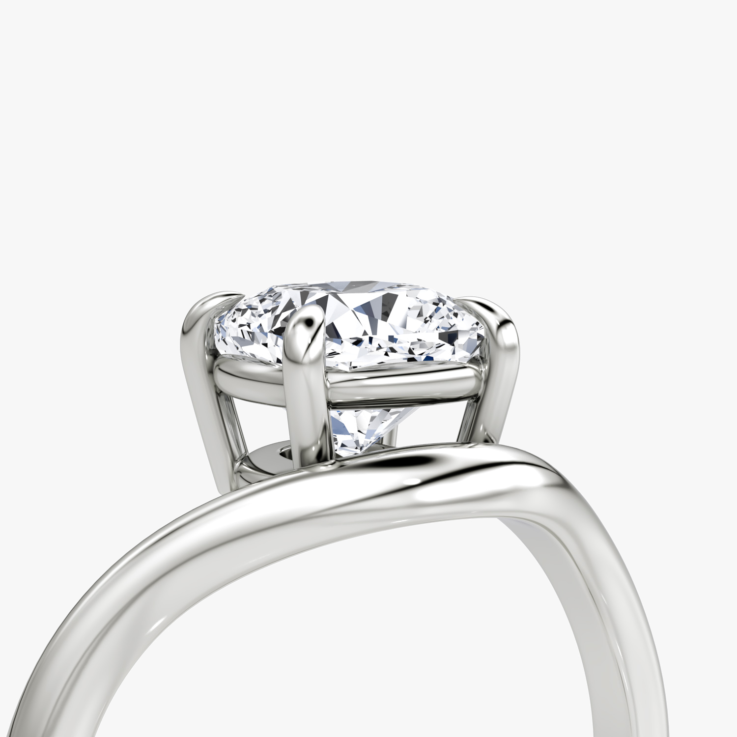 The Curve | Cushion | 18k | White Gold | bandAccent: Plain | diamondOrientation: vertical | caratWeight: other