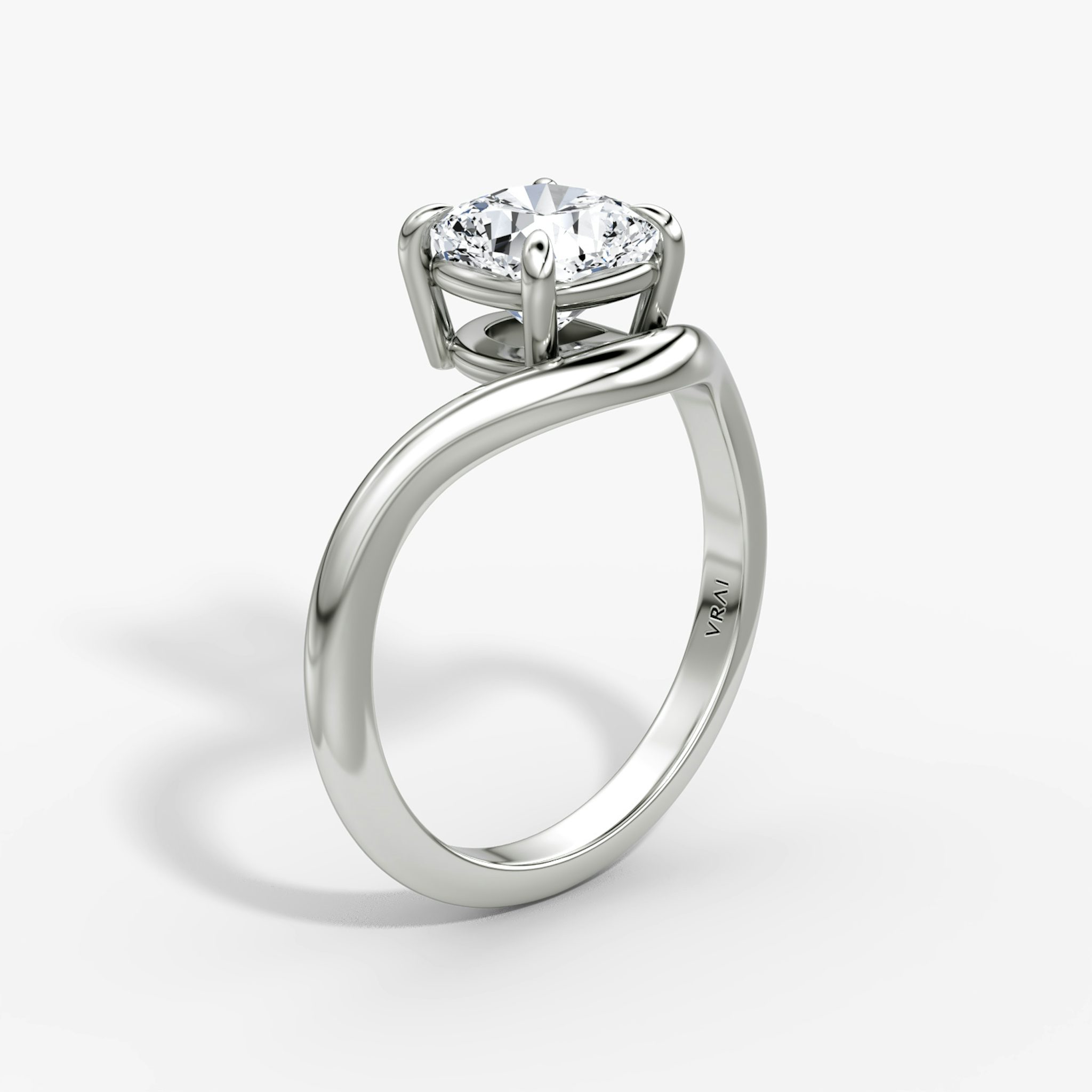 The Curve | Cushion | 18k | White Gold | bandAccent: Plain | diamondOrientation: vertical | caratWeight: other