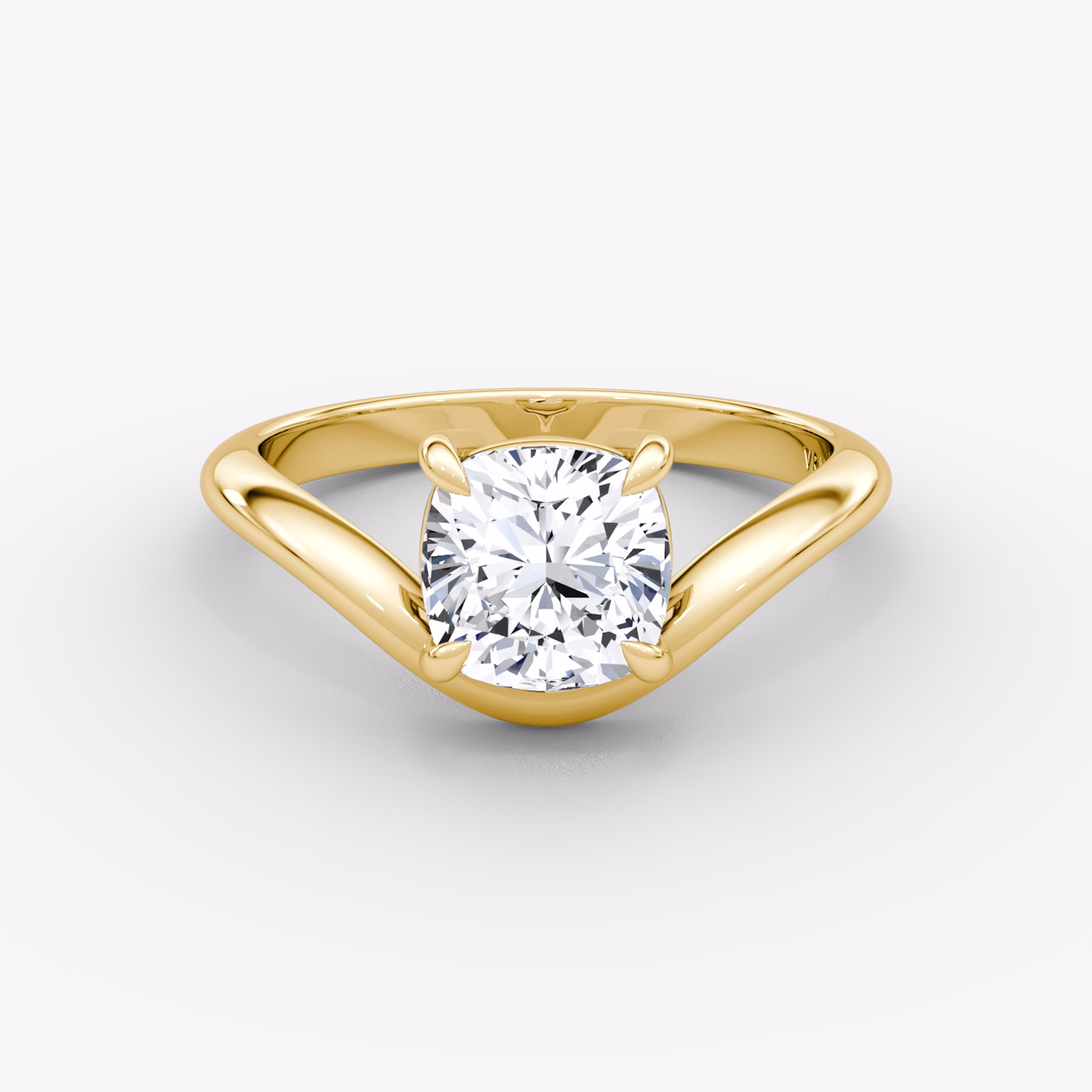 The Curve | Cushion | 18k | Yellow Gold | bandAccent: Plain | diamondOrientation: vertical | caratWeight: other