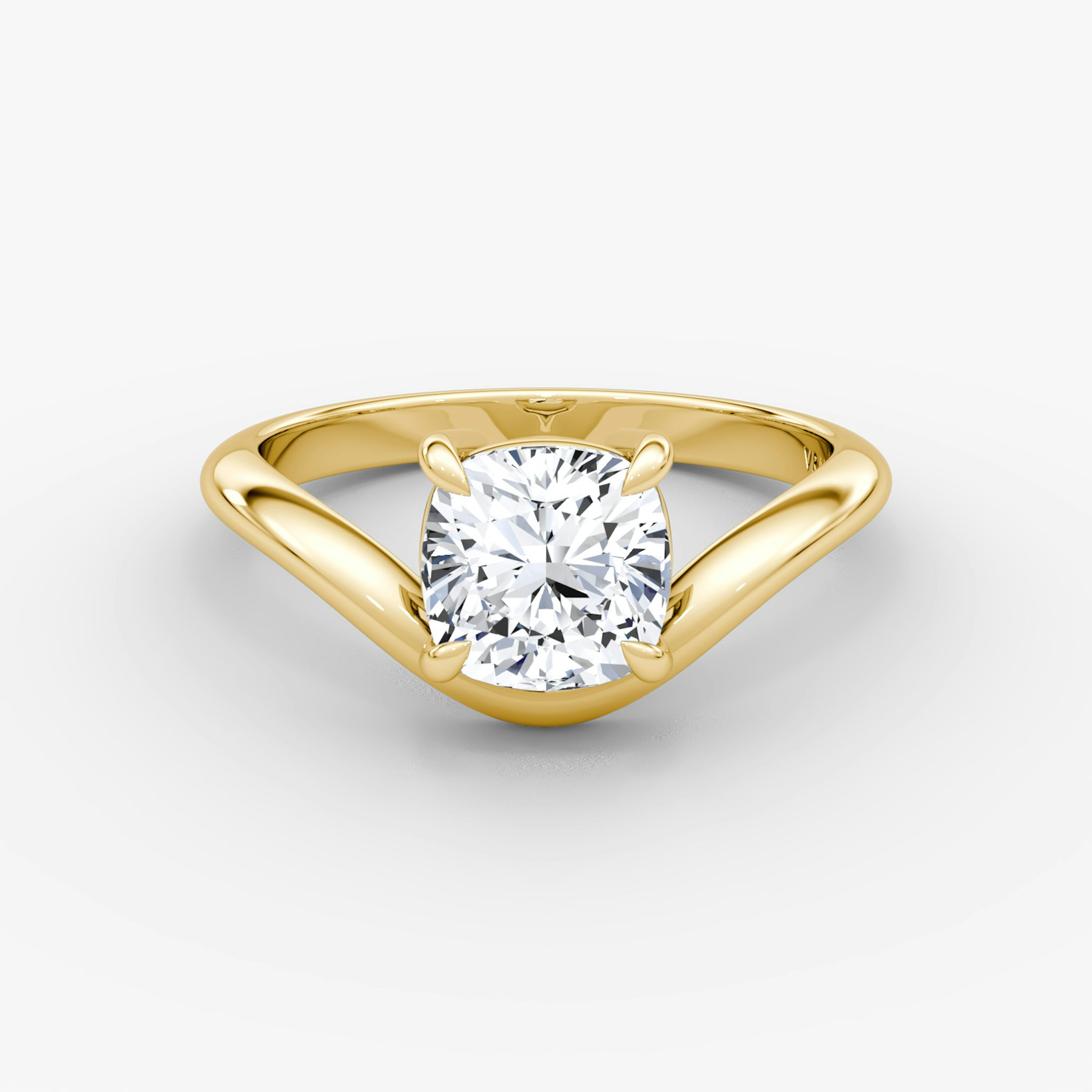 The Curve | Cushion | 18k | Yellow Gold | bandAccent: Plain | diamondOrientation: vertical | caratWeight: other