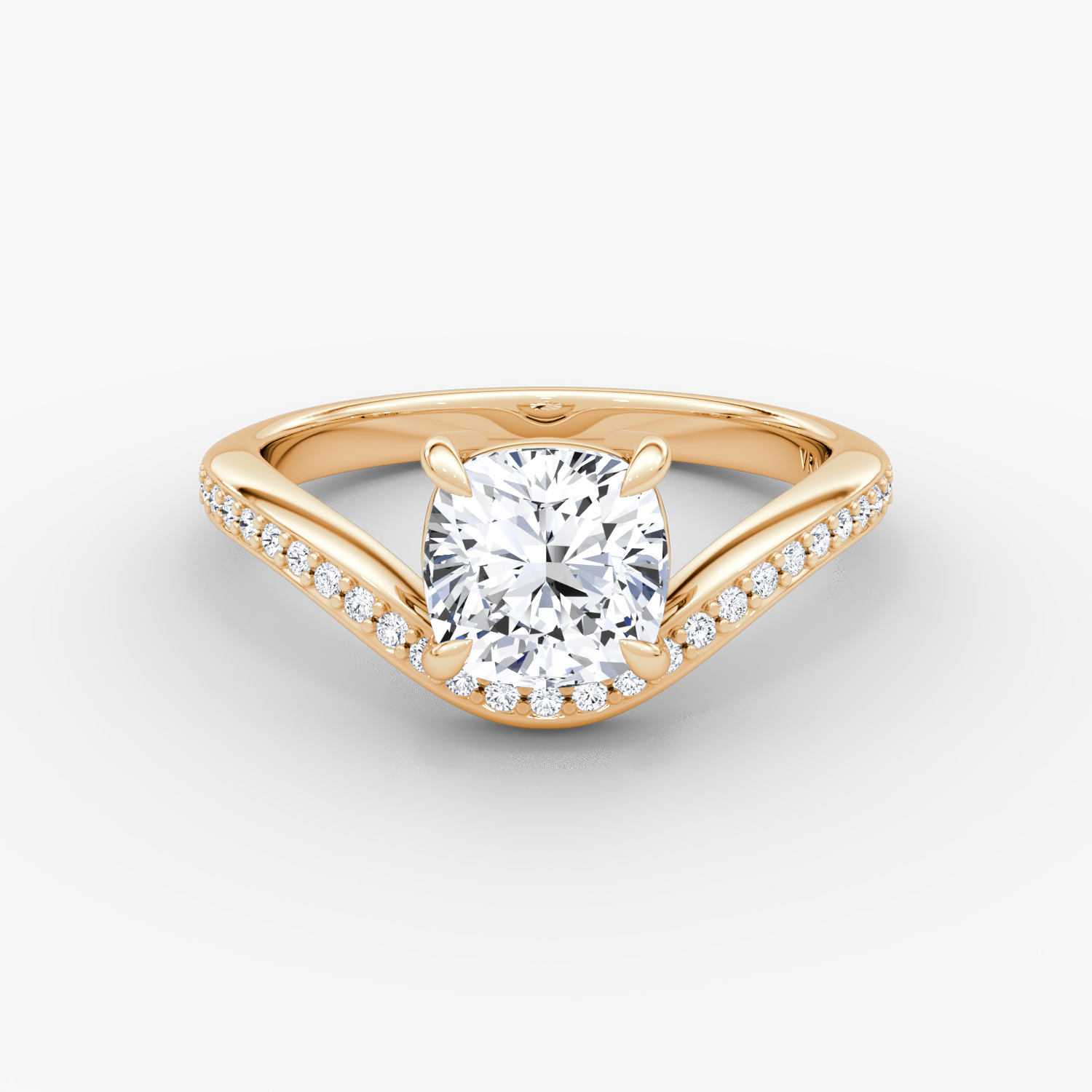 The Curve | Cushion | 14k | Rose Gold | bandAccent: Pavé | diamondOrientation: vertical | caratWeight: other
