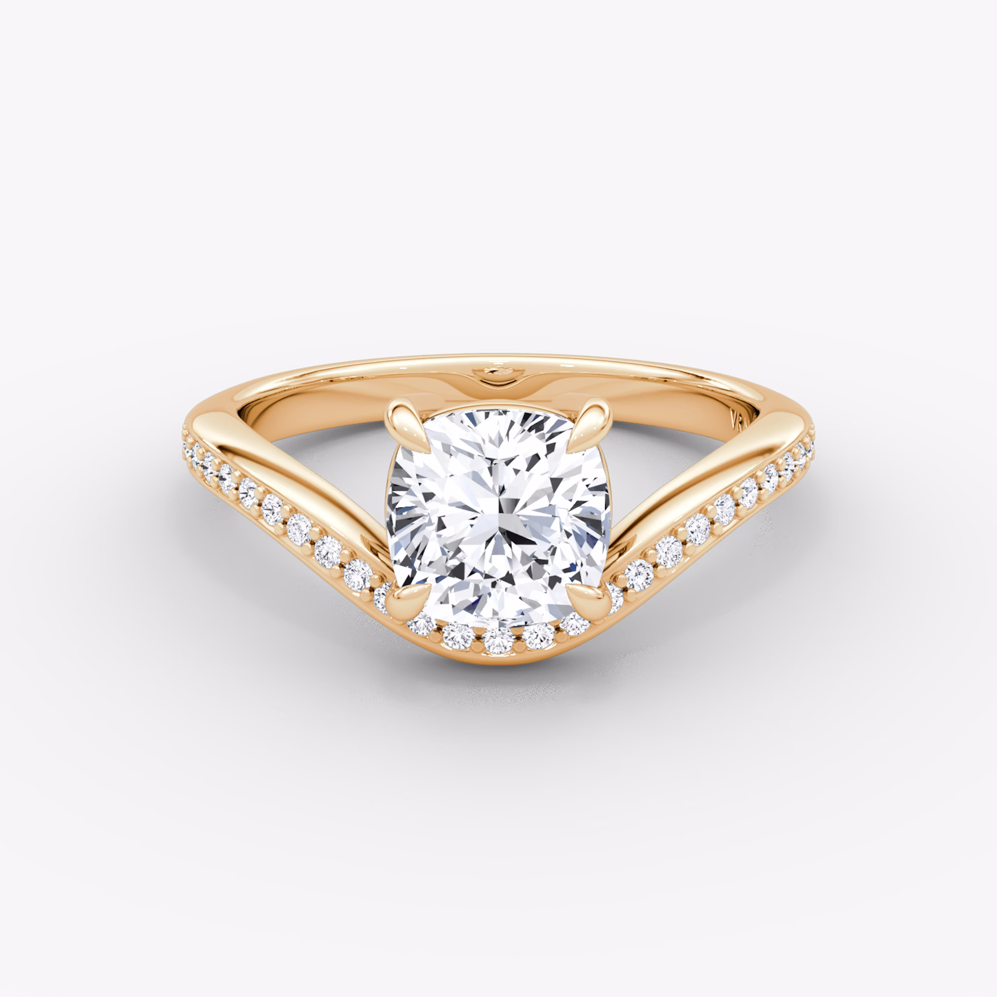 The Curve | Cushion | 14k | Rose Gold | bandAccent: Pavé | diamondOrientation: vertical | caratWeight: other