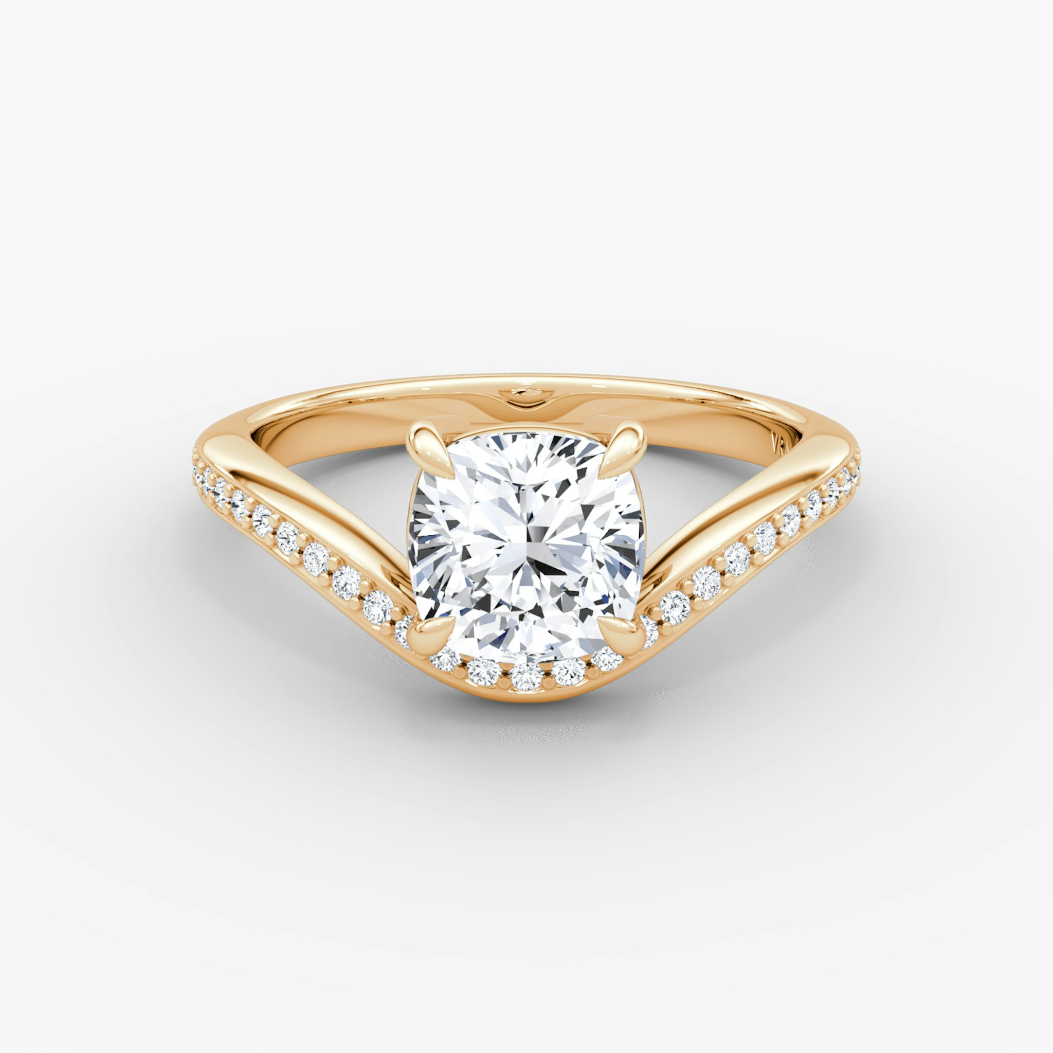 The Curve | Cushion | 14k | Rose Gold | bandAccent: Pavé | diamondOrientation: vertical | caratWeight: other