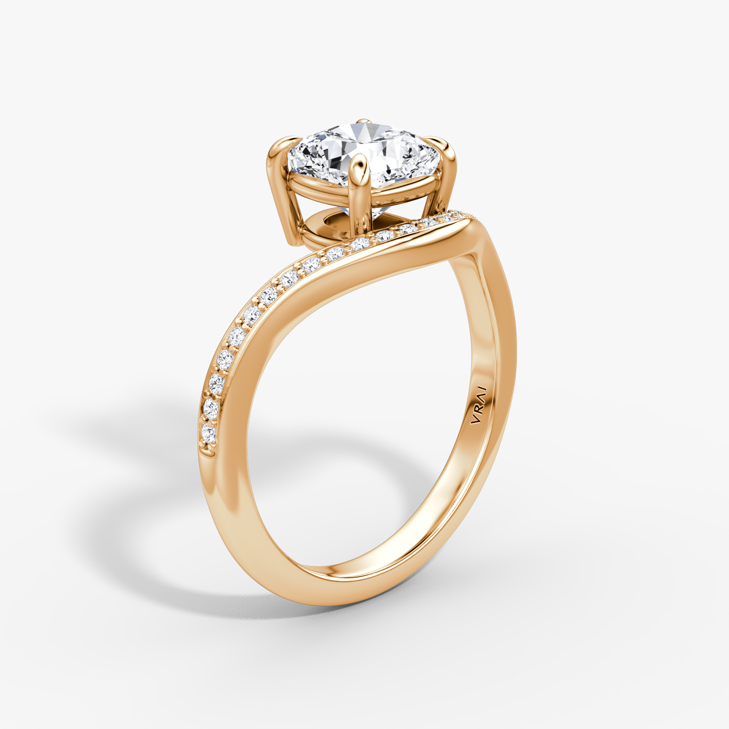 The Curve | Cushion | 14k | Rose Gold | bandAccent: Pavé | diamondOrientation: vertical | caratWeight: other