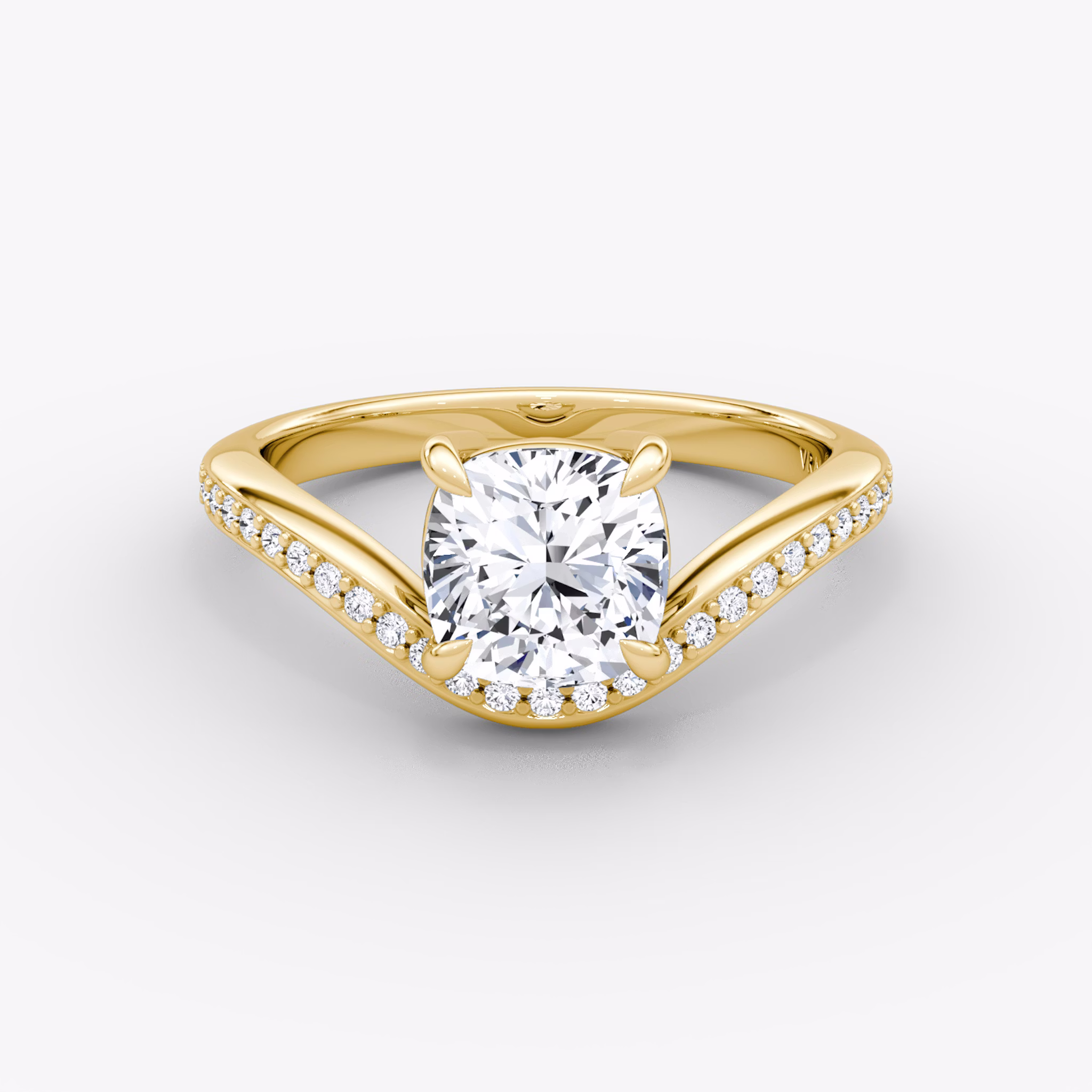 The Curve | Cushion | 18k | Yellow Gold | bandAccent: Pavé | diamondOrientation: vertical | caratWeight: other