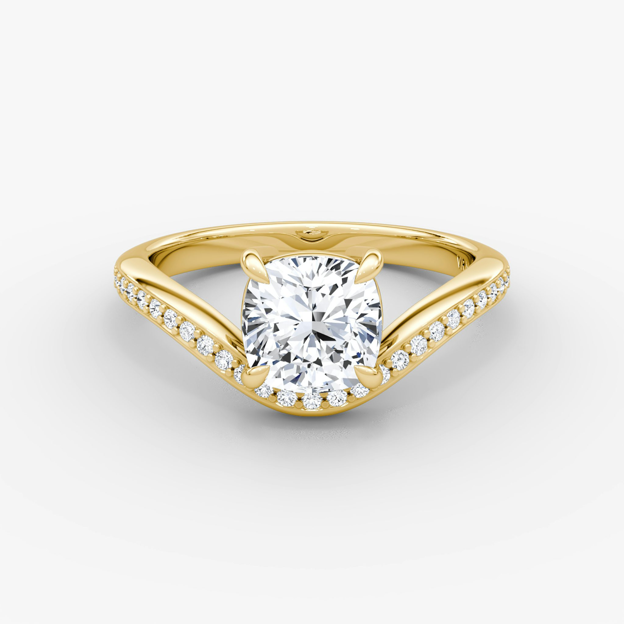 The Curve | Cushion | 18k | Yellow Gold | bandAccent: Pavé | diamondOrientation: vertical | caratWeight: other