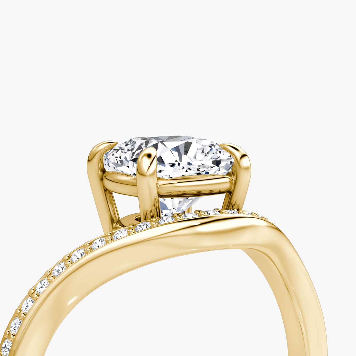 The Curve | Cushion | 18k | Yellow Gold | bandAccent: Pavé | diamondOrientation: vertical | caratWeight: other