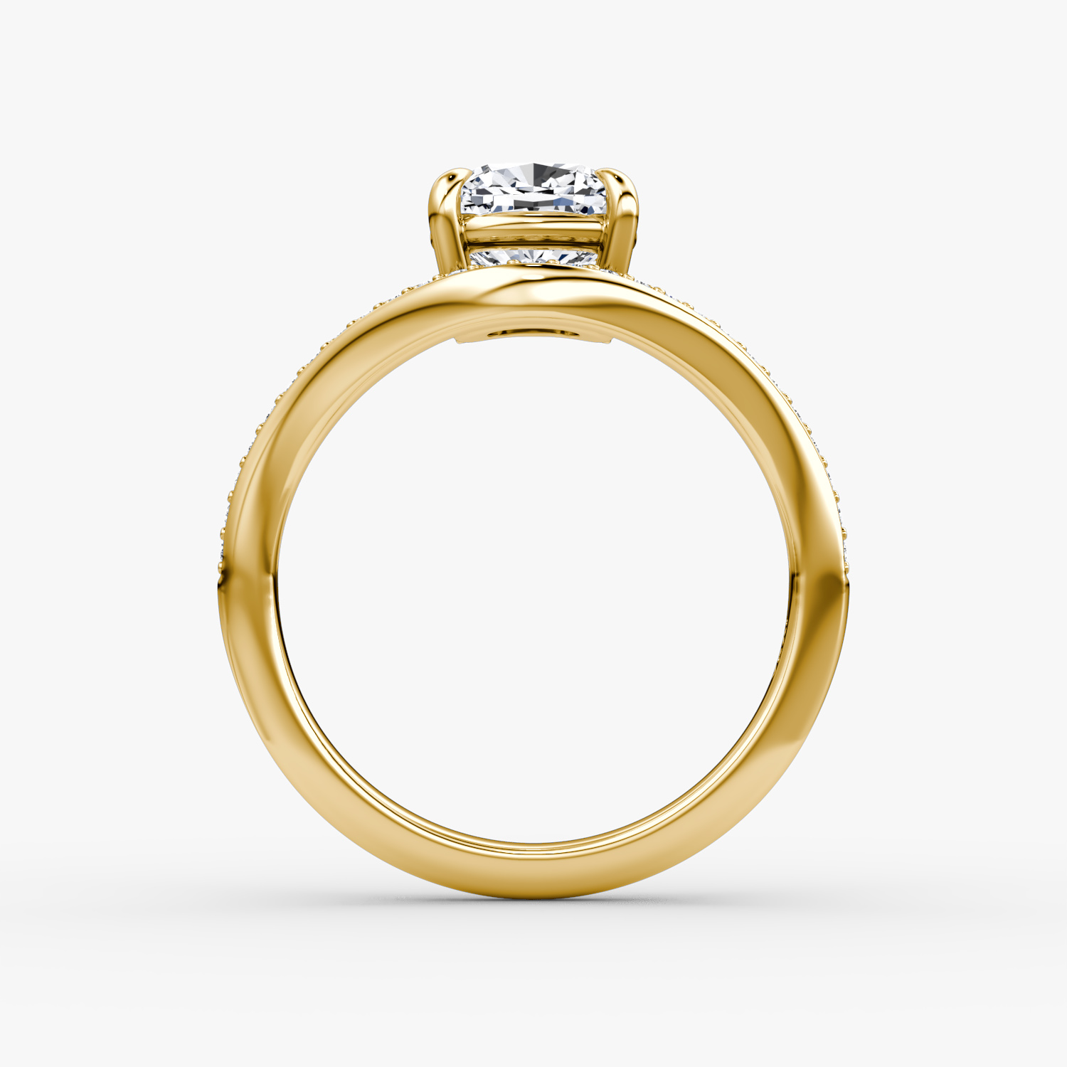 The Curve | Cushion | 18k | Yellow Gold | bandAccent: Pavé | diamondOrientation: vertical | caratWeight: other