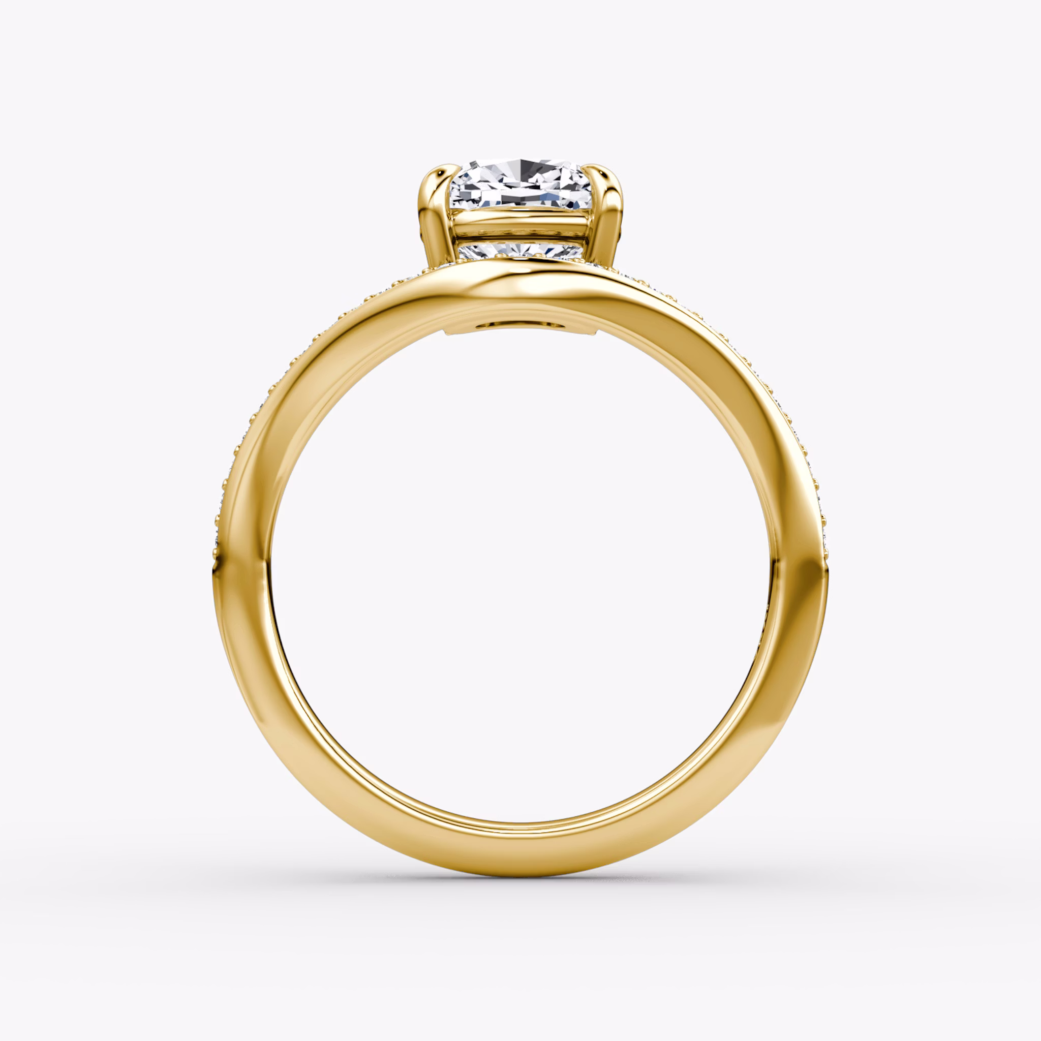 The Curve | Cushion | 18k | Yellow Gold | bandAccent: Pavé | diamondOrientation: vertical | caratWeight: other