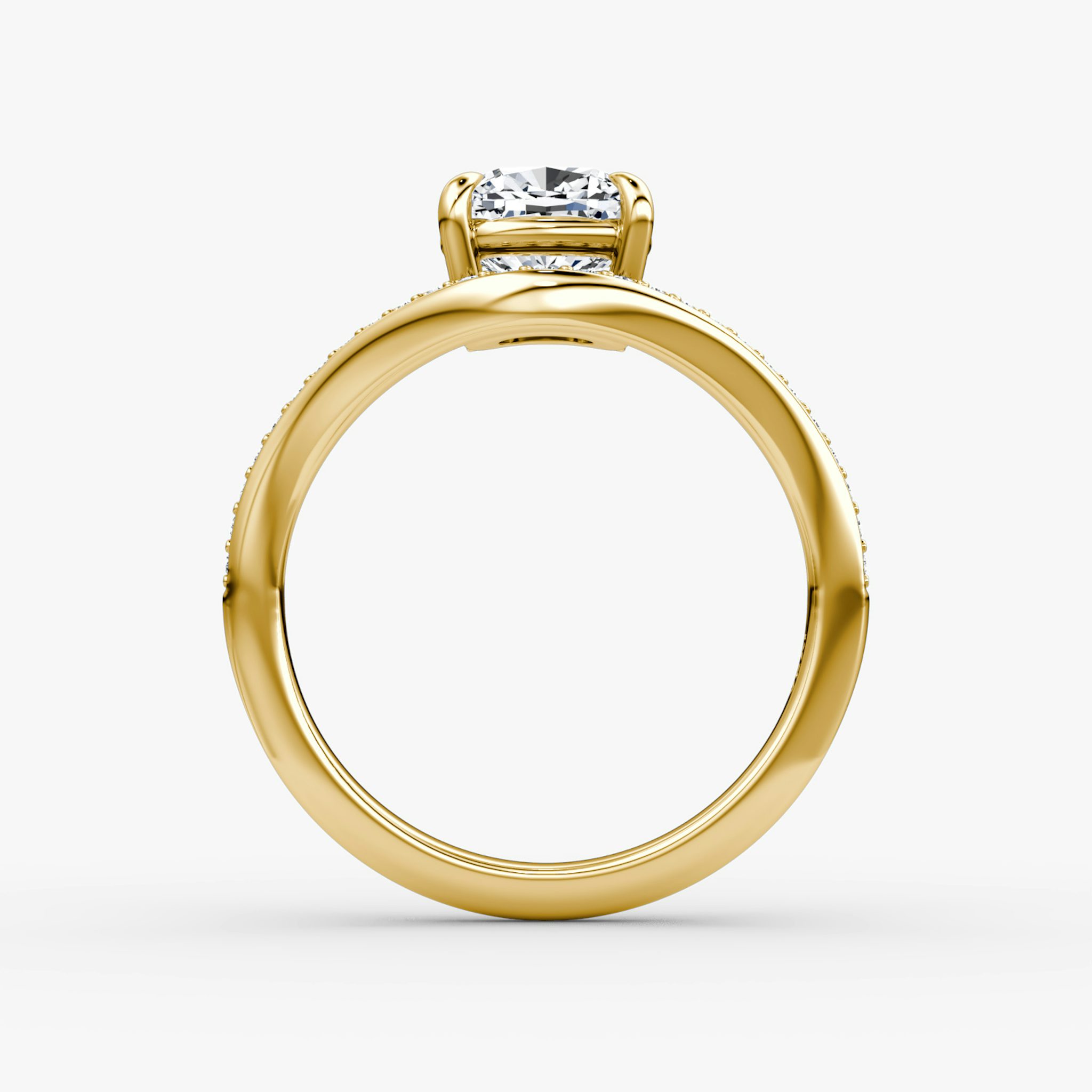 The Curve | Cushion | 18k | Yellow Gold | bandAccent: Pavé | diamondOrientation: vertical | caratWeight: other
