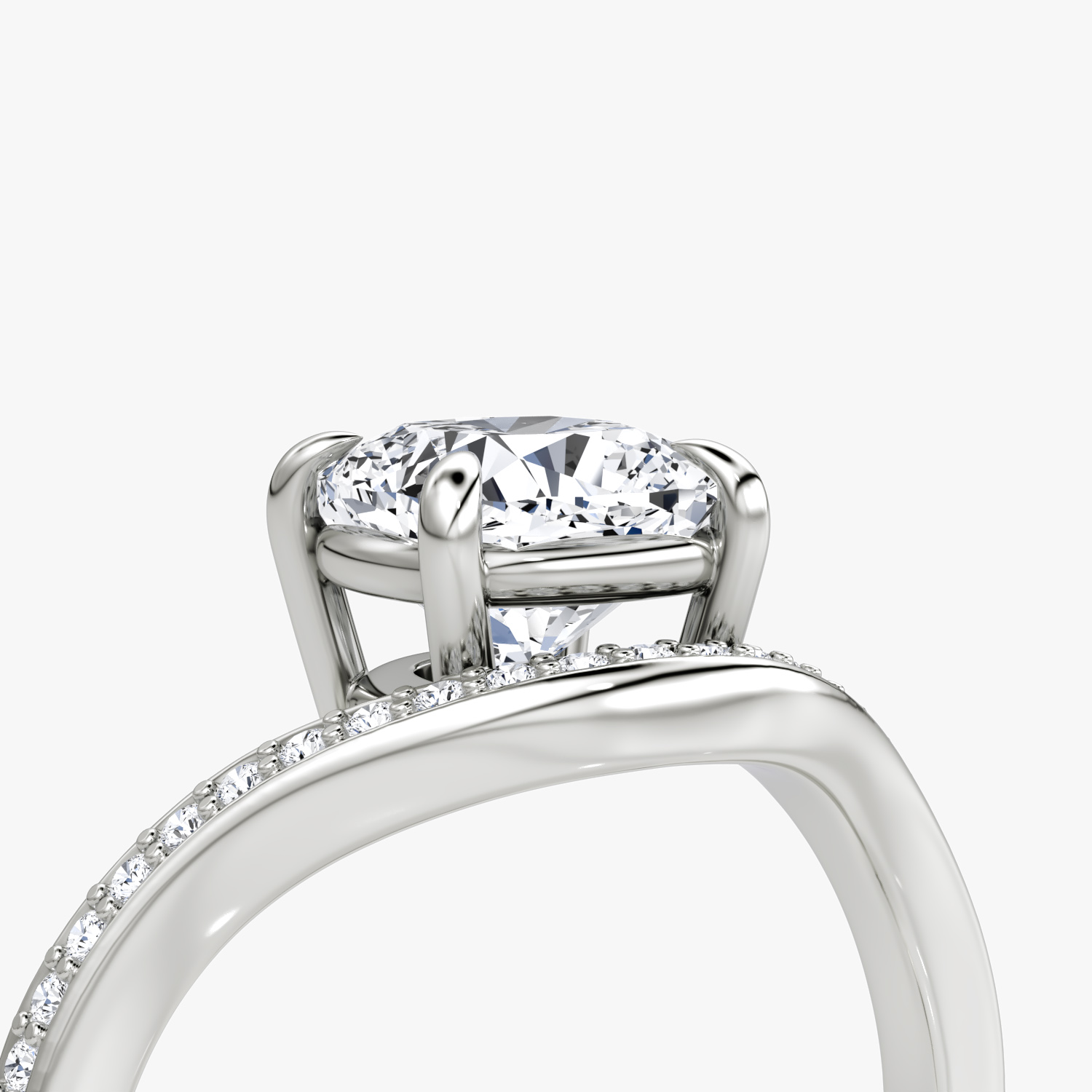 The Curve | Cushion | 18k | White Gold | bandAccent: Pavé | diamondOrientation: vertical | caratWeight: other