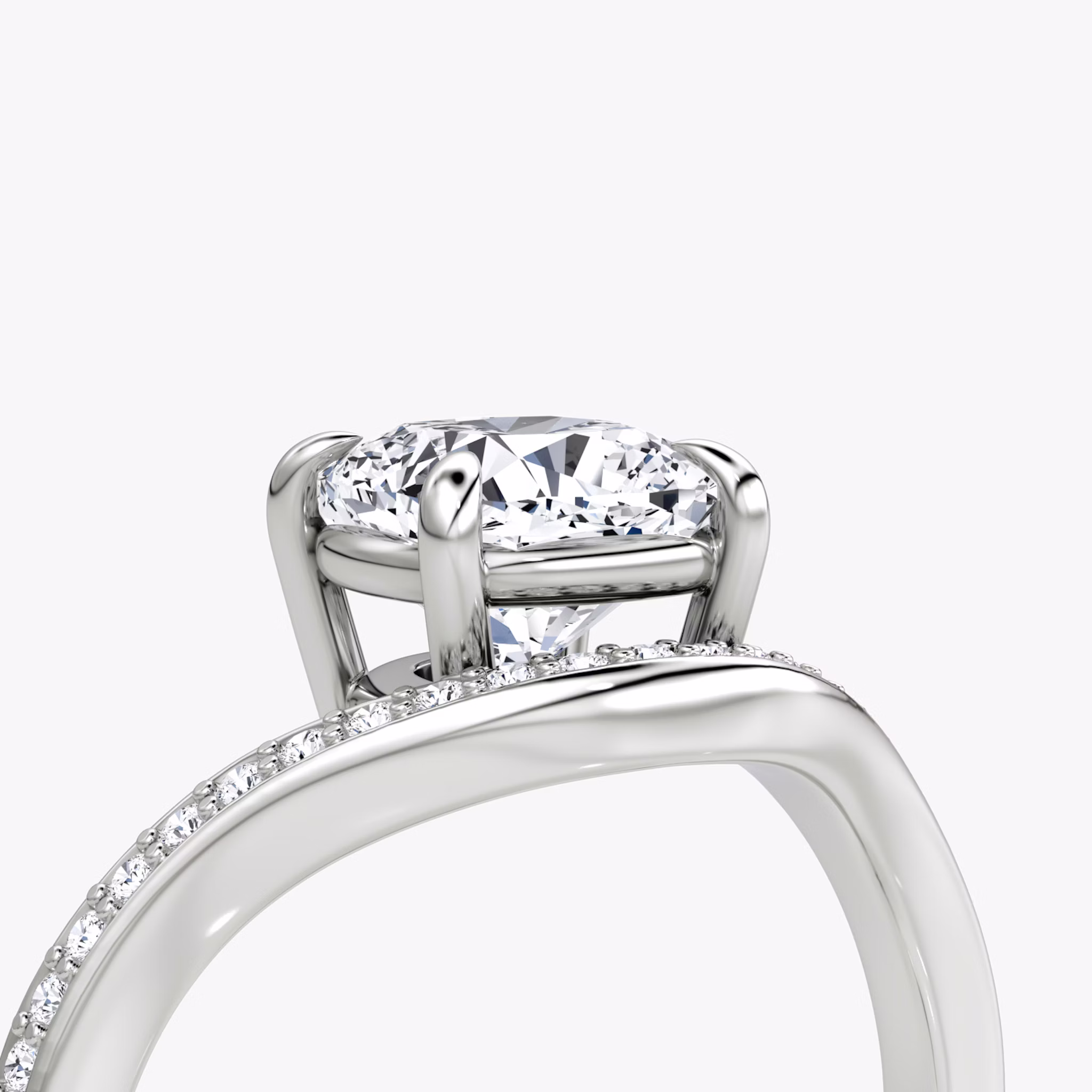 The Curve | Cushion | Platinum | bandAccent: Pavé | diamondOrientation: vertical | caratWeight: other