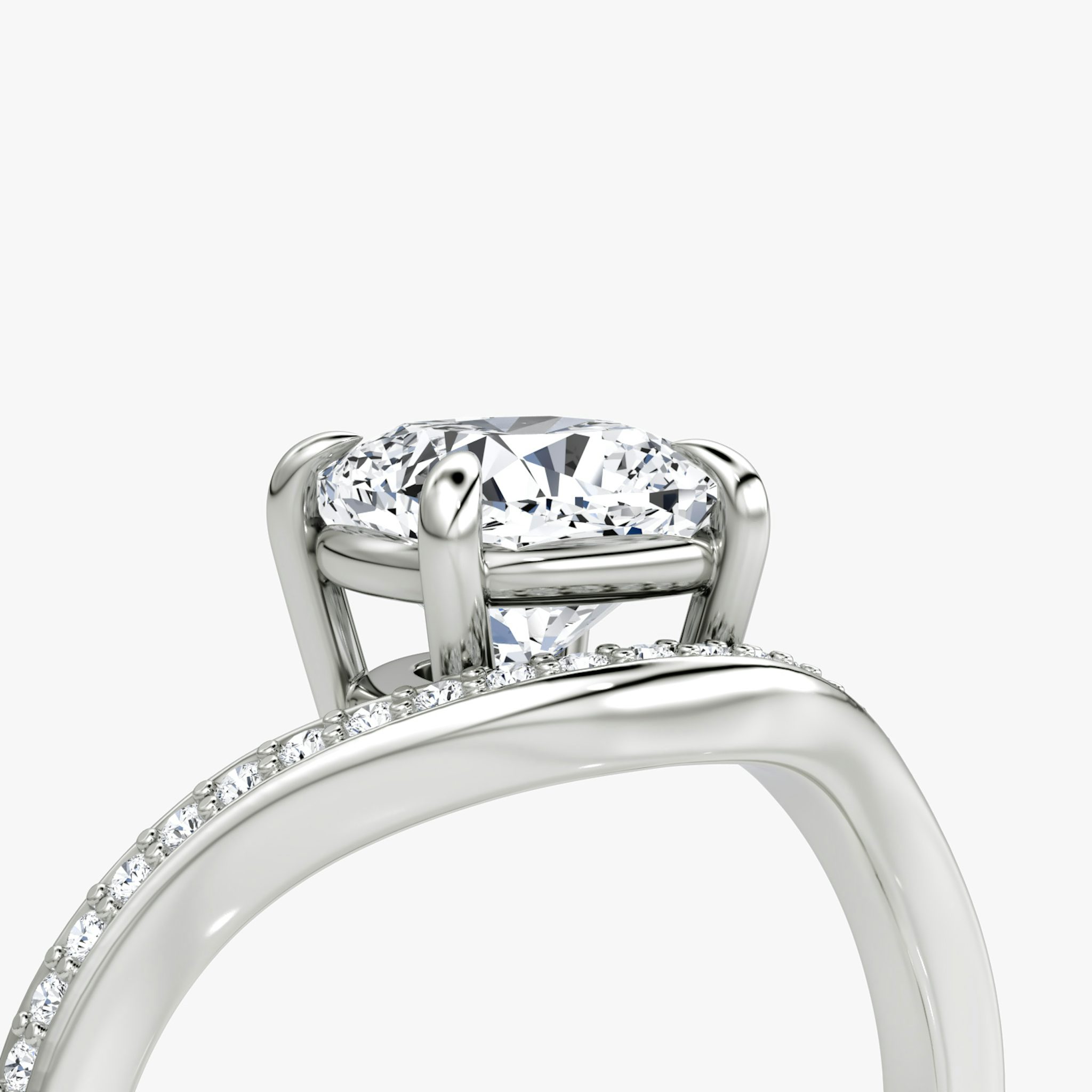 The Curve | Cushion | Platinum | bandAccent: Pavé | diamondOrientation: vertical | caratWeight: other