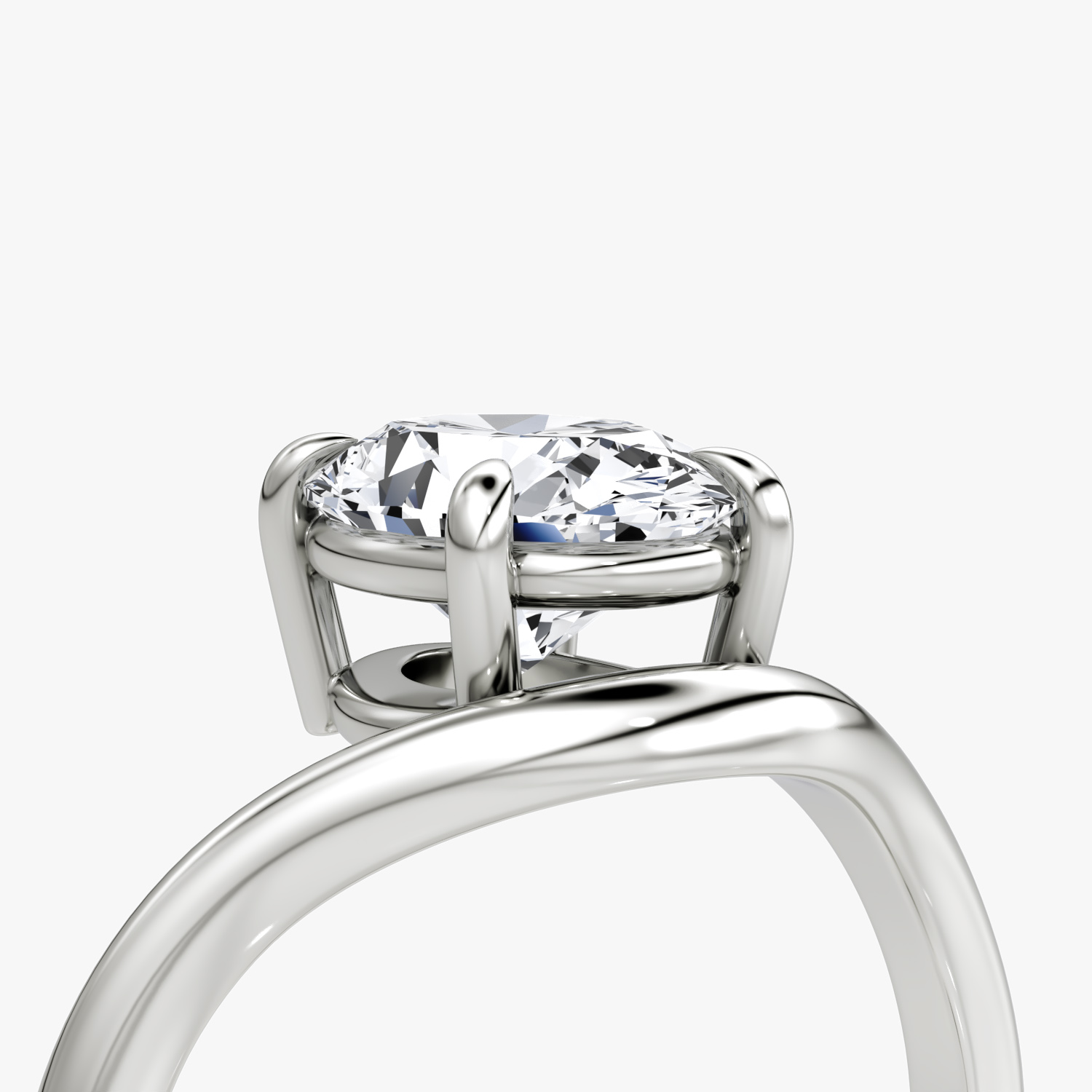 The Curve | Oval | 18k | White Gold | bandAccent: Plain | diamondOrientation: vertical | caratWeight: other