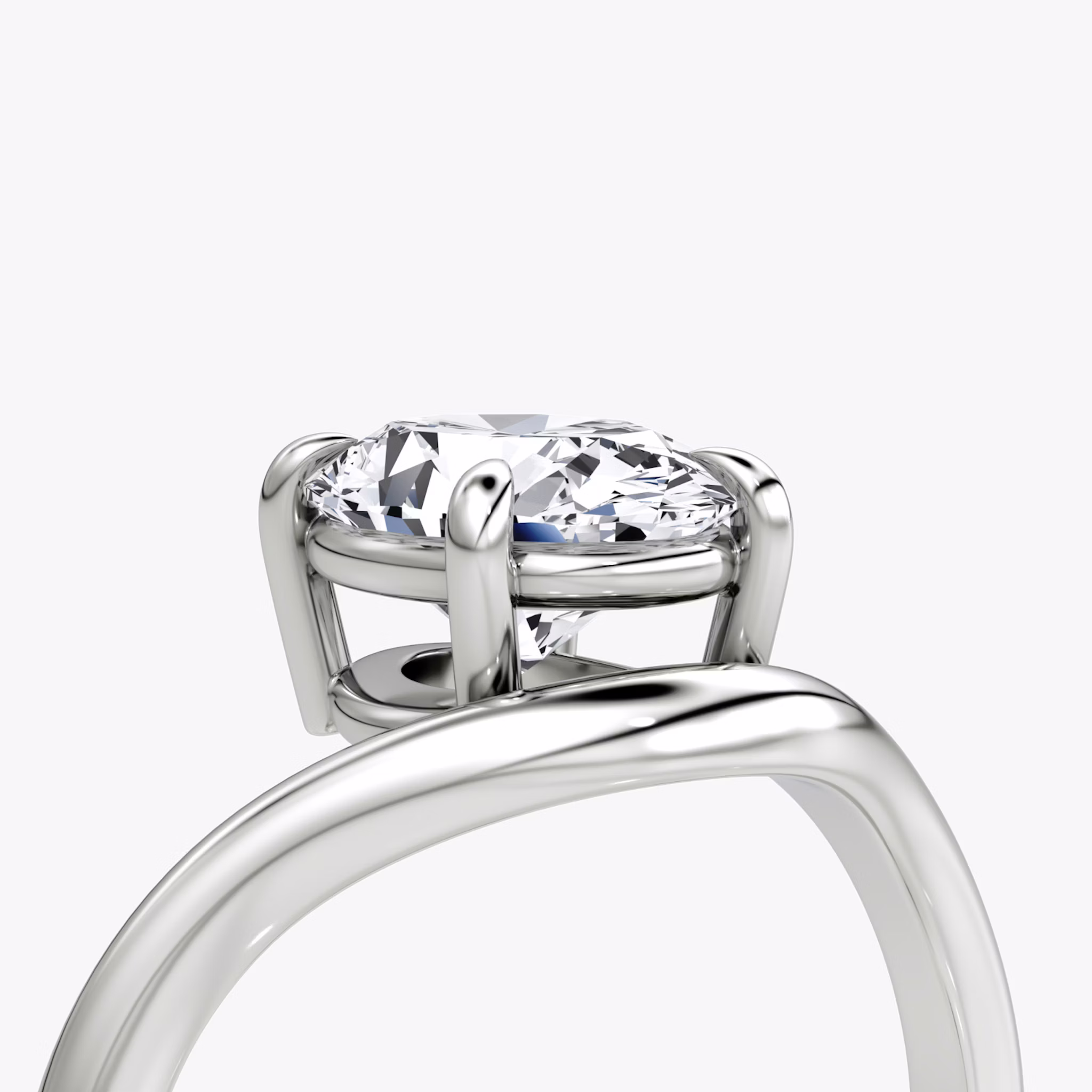 The Curve | Oval | 18k | White Gold | bandAccent: Plain | diamondOrientation: vertical | caratWeight: other
