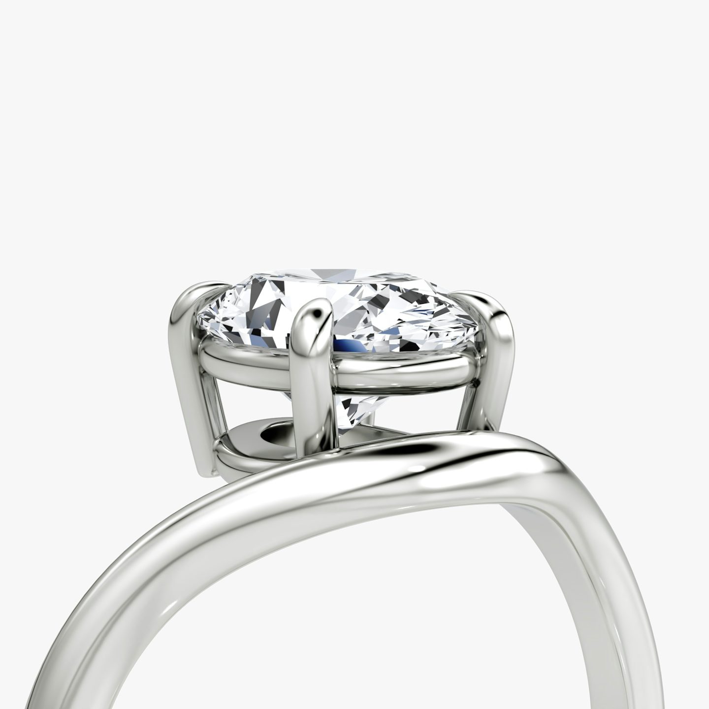 The Curve | Oval | 18k | White Gold | bandAccent: Plain | diamondOrientation: vertical | caratWeight: other