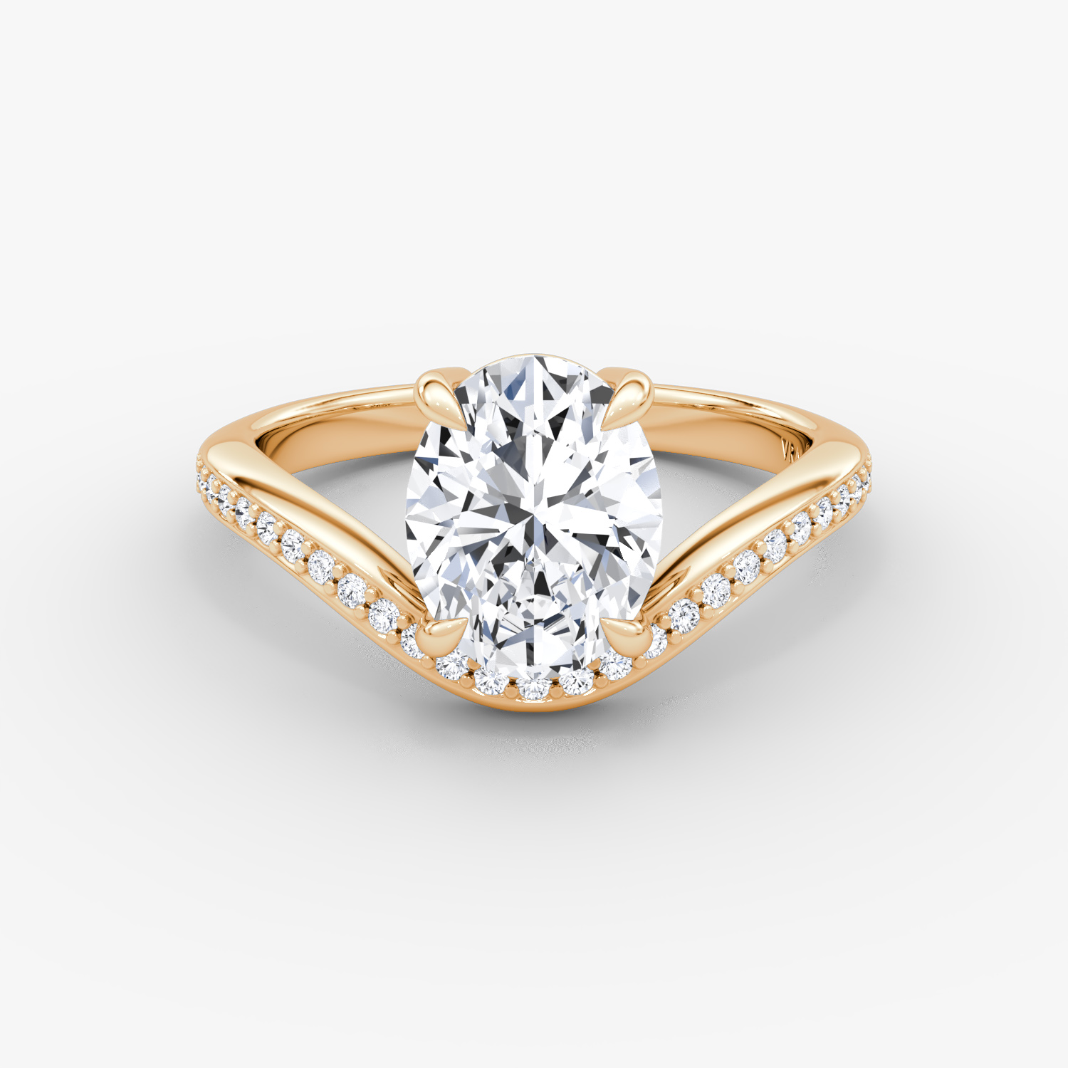 The Curve | Oval | 14k | Rose Gold | bandAccent: Pavé | diamondOrientation: vertical | caratWeight: other