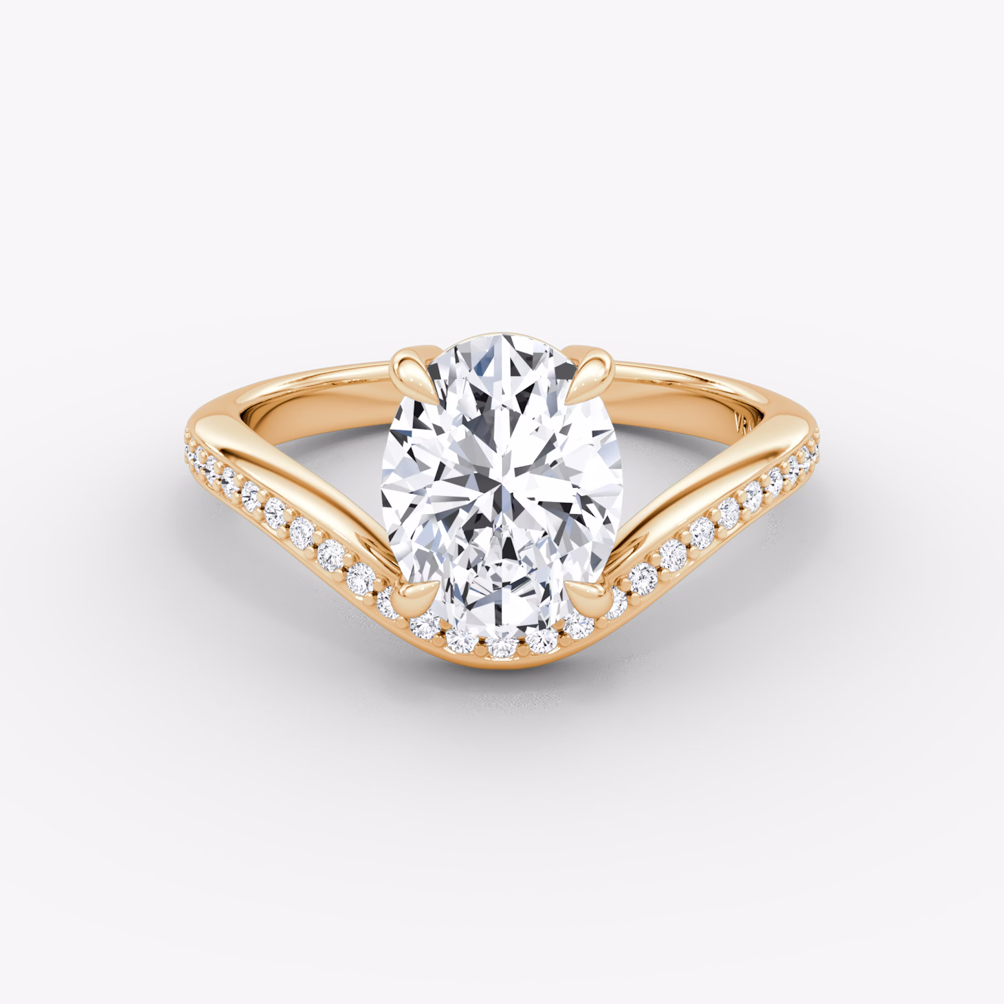 The Curve | Oval | 14k | Rose Gold | bandAccent: Pavé | diamondOrientation: vertical | caratWeight: other