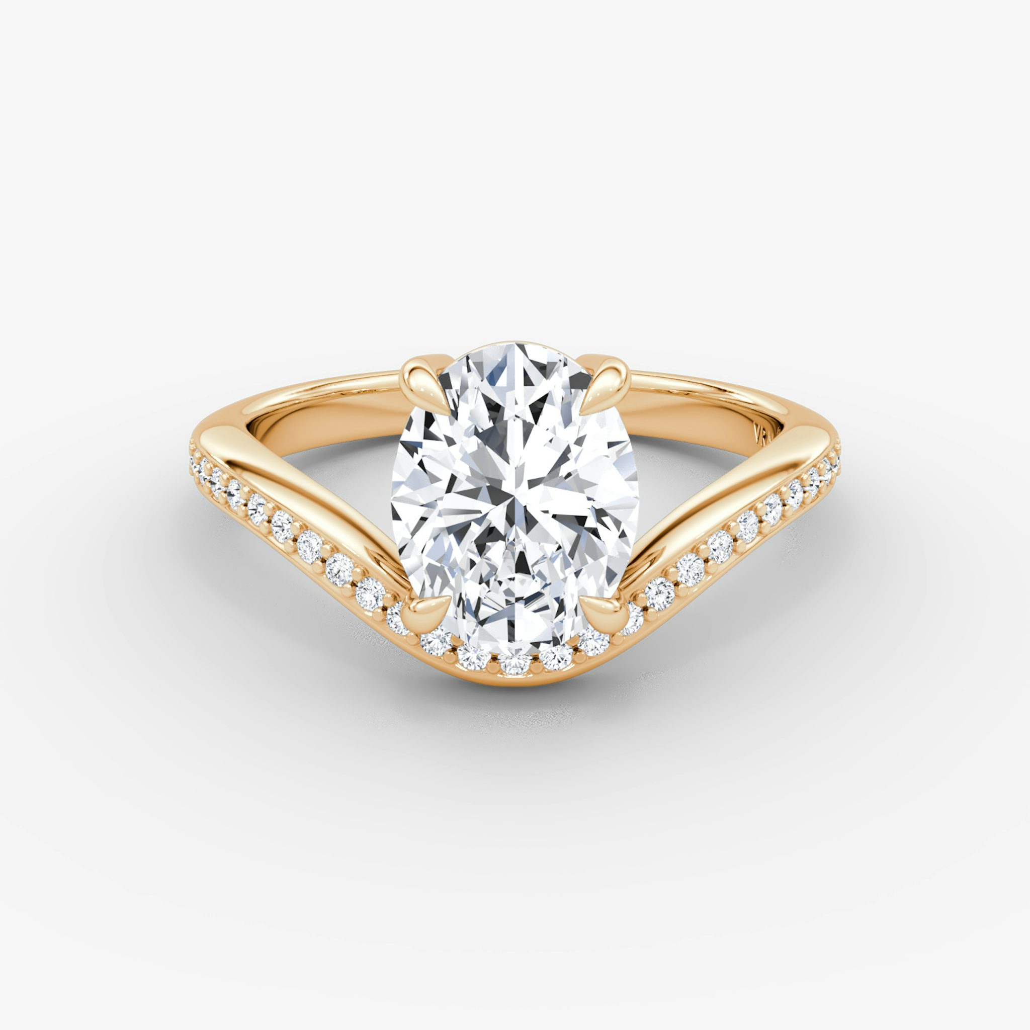 The Curve | Oval | 14k | Rose Gold | bandAccent: Pavé | diamondOrientation: vertical | caratWeight: other