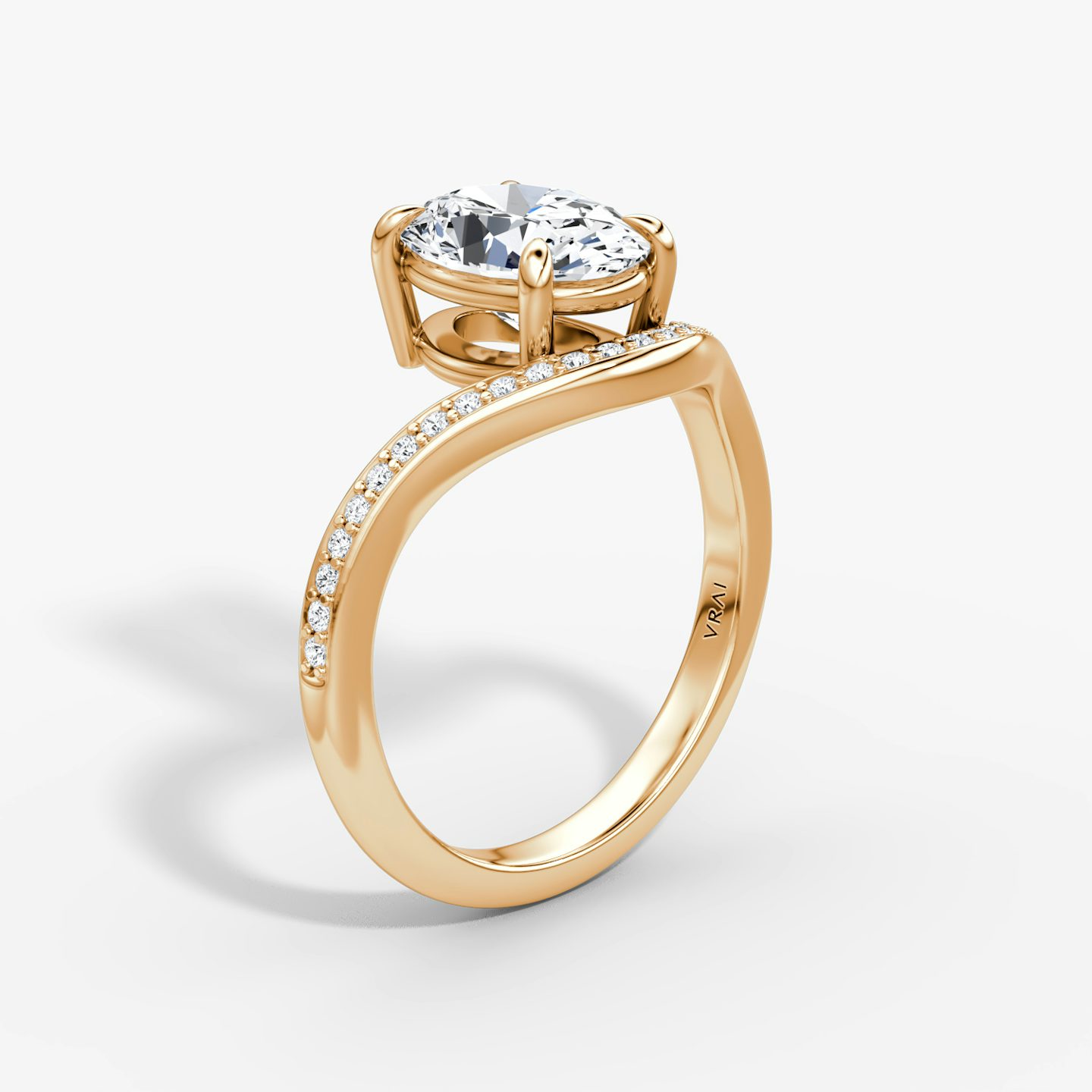 Curve | Oval | 14k | Roségold | bandAccent: Mit Pavé-Besatz | diamondOrientation: vertical | caratWeight: other