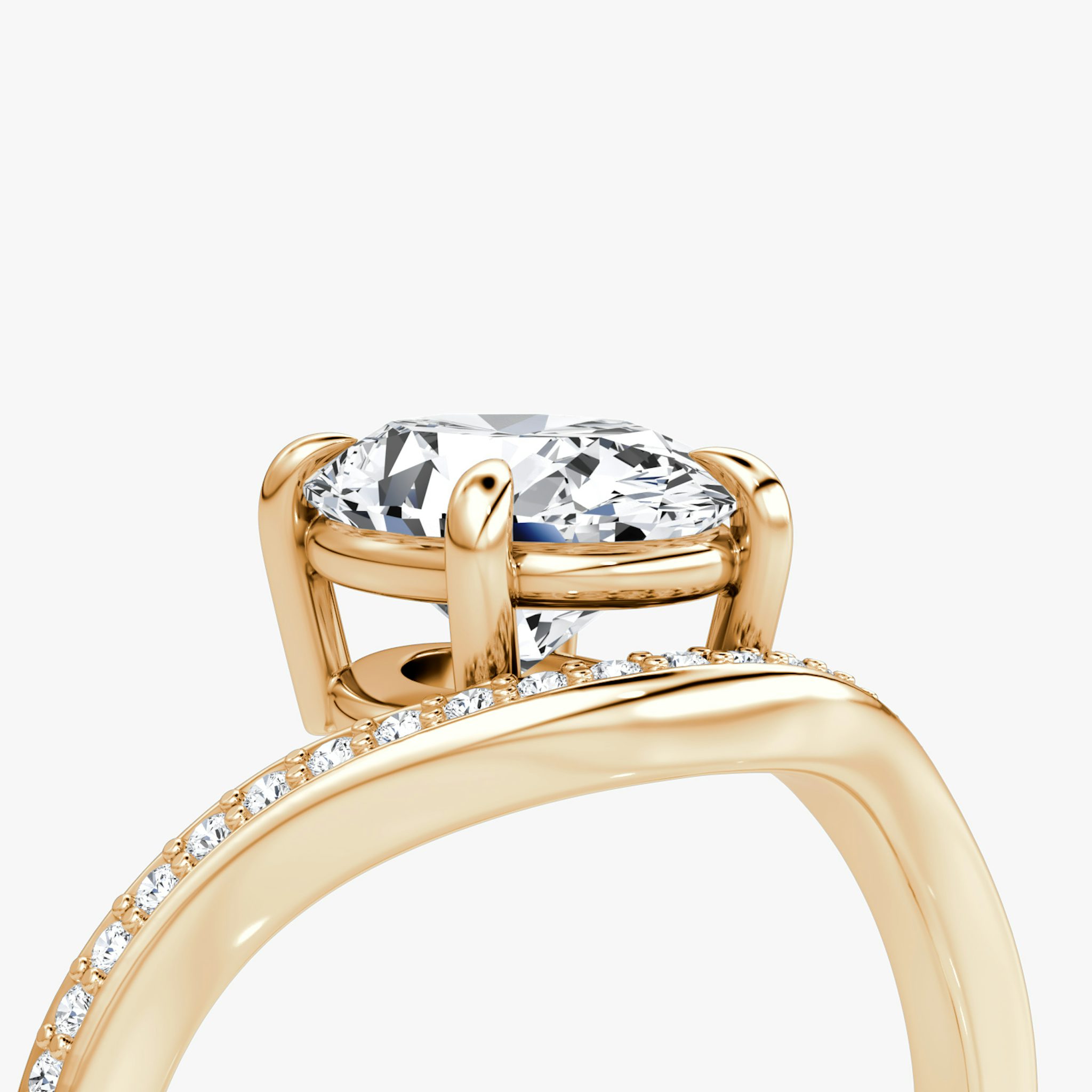 The Curve | Oval | 14k | Rose Gold | bandAccent: Pavé | diamondOrientation: vertical | caratWeight: other
