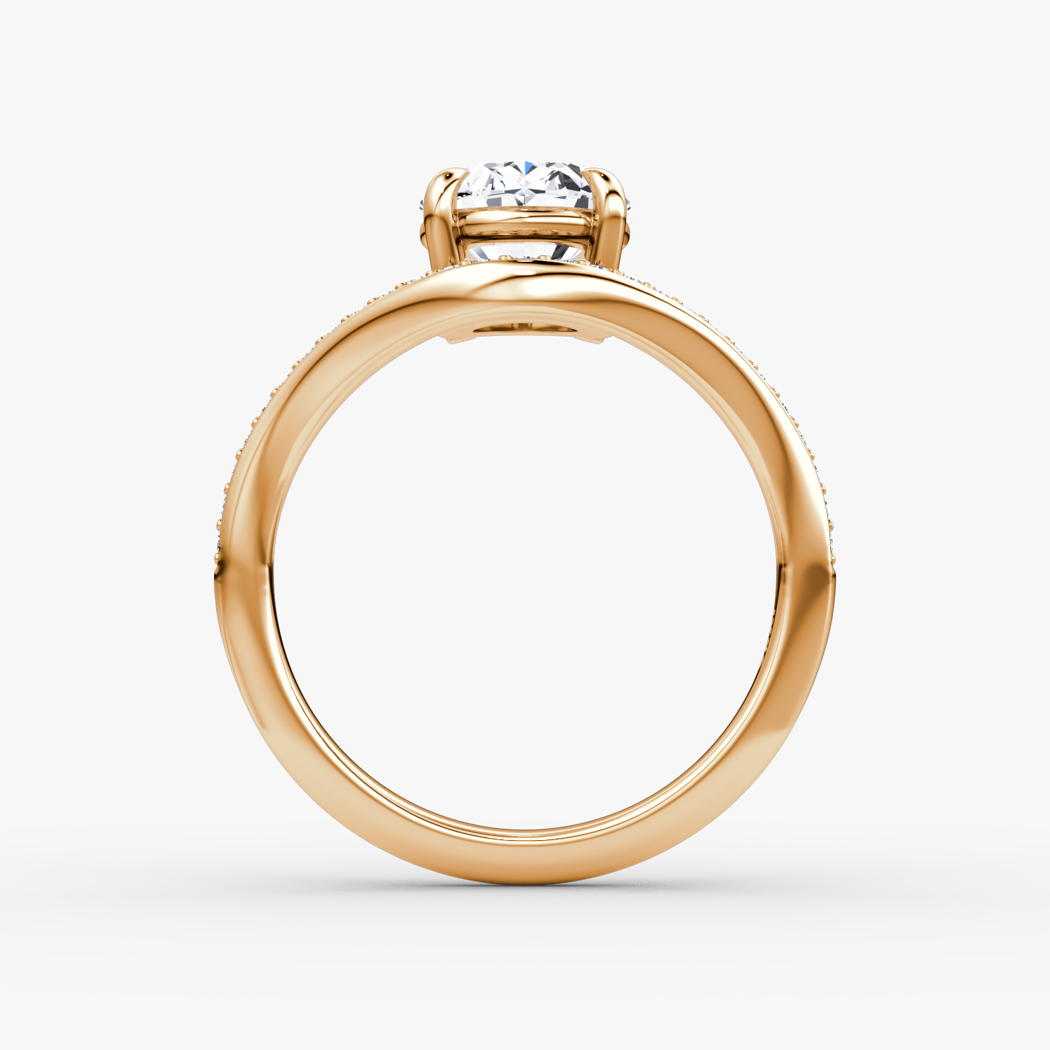 The Curve | Oval | 14k | Rose Gold | bandAccent: Pavé | diamondOrientation: vertical | caratWeight: other