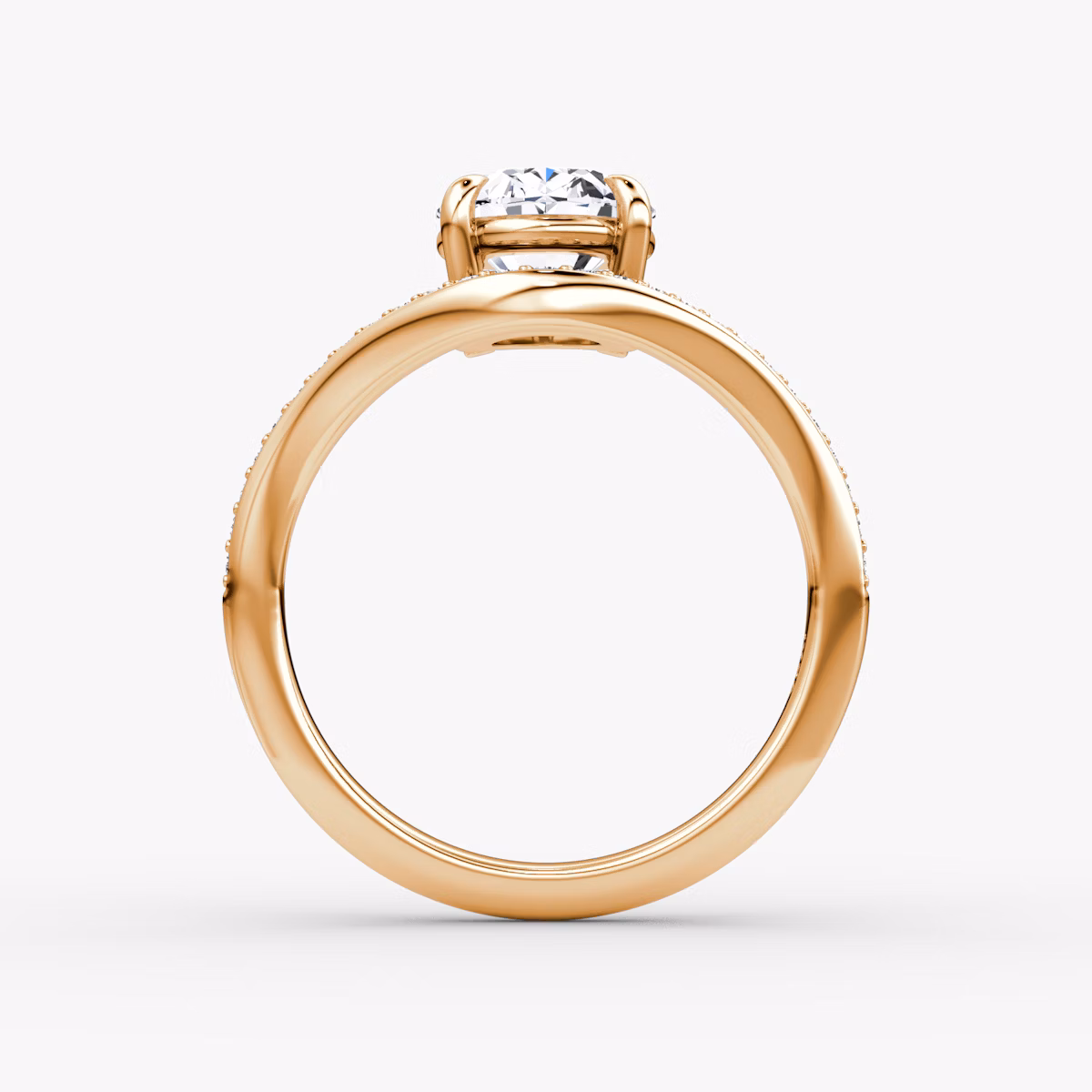 Curve | Oval | 14k | Roségold | bandAccent: Mit Pavé-Besatz | diamondOrientation: vertical | caratWeight: other