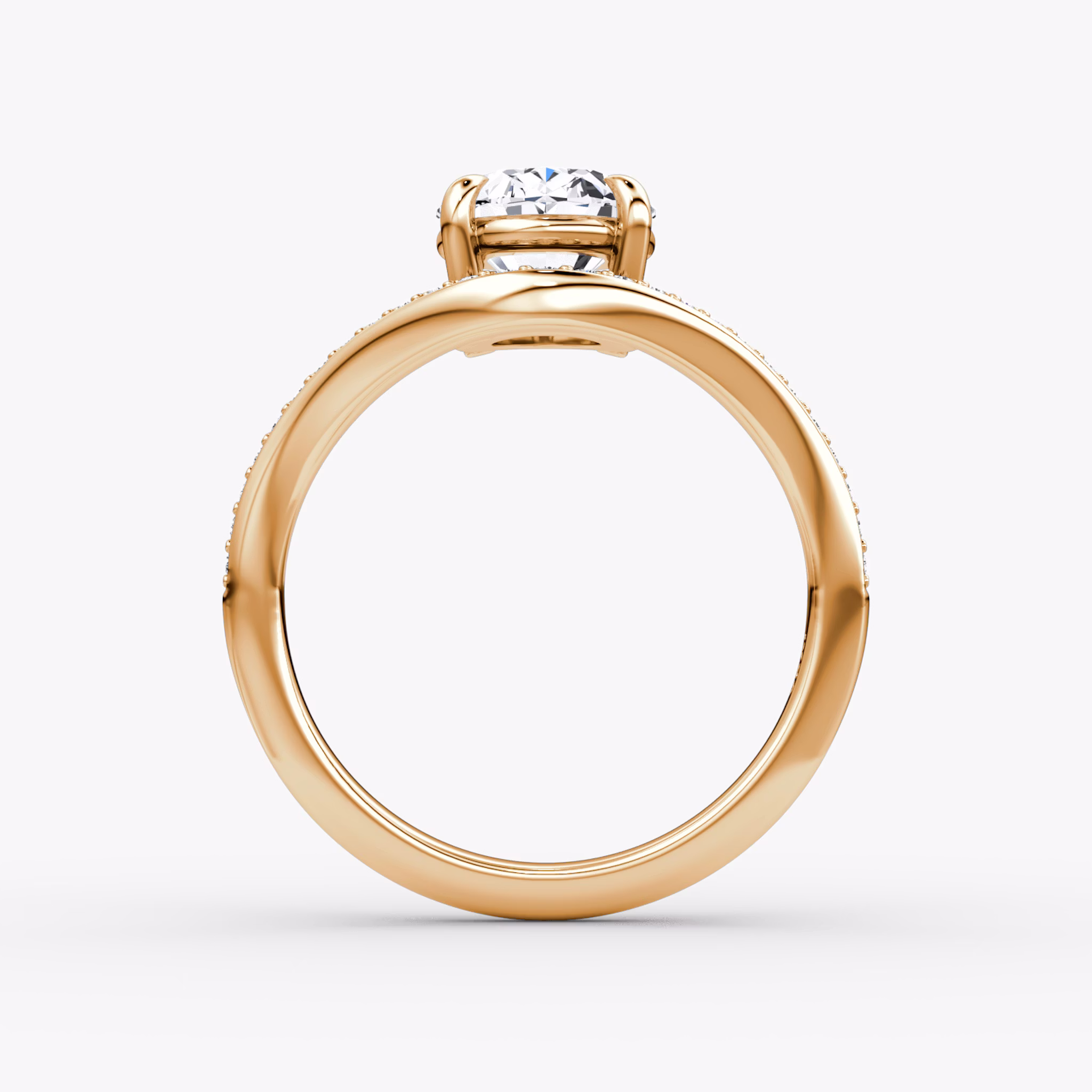 The Curve | Oval | 14k | Rose Gold | bandAccent: Pavé | diamondOrientation: vertical | caratWeight: other
