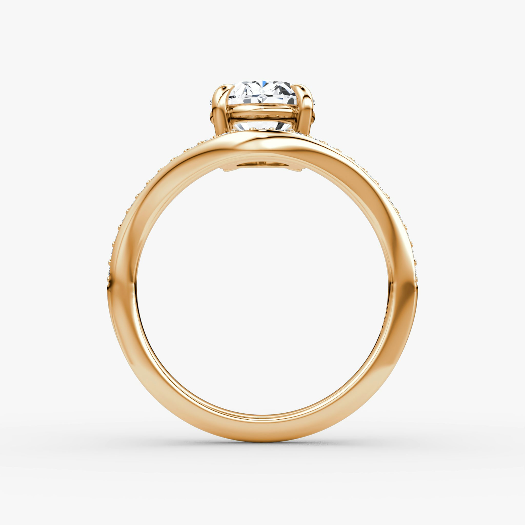 The Curve | Oval | 14k | Rose Gold | bandAccent: Pavé | diamondOrientation: vertical | caratWeight: other