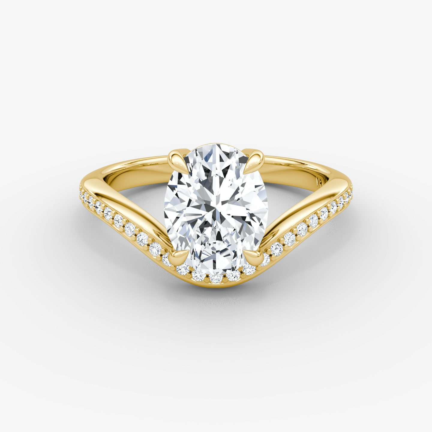 Curve | Oval | 18k | Gelbgold | bandAccent: Mit Pavé-Besatz | diamondOrientation: vertical | caratWeight: other
