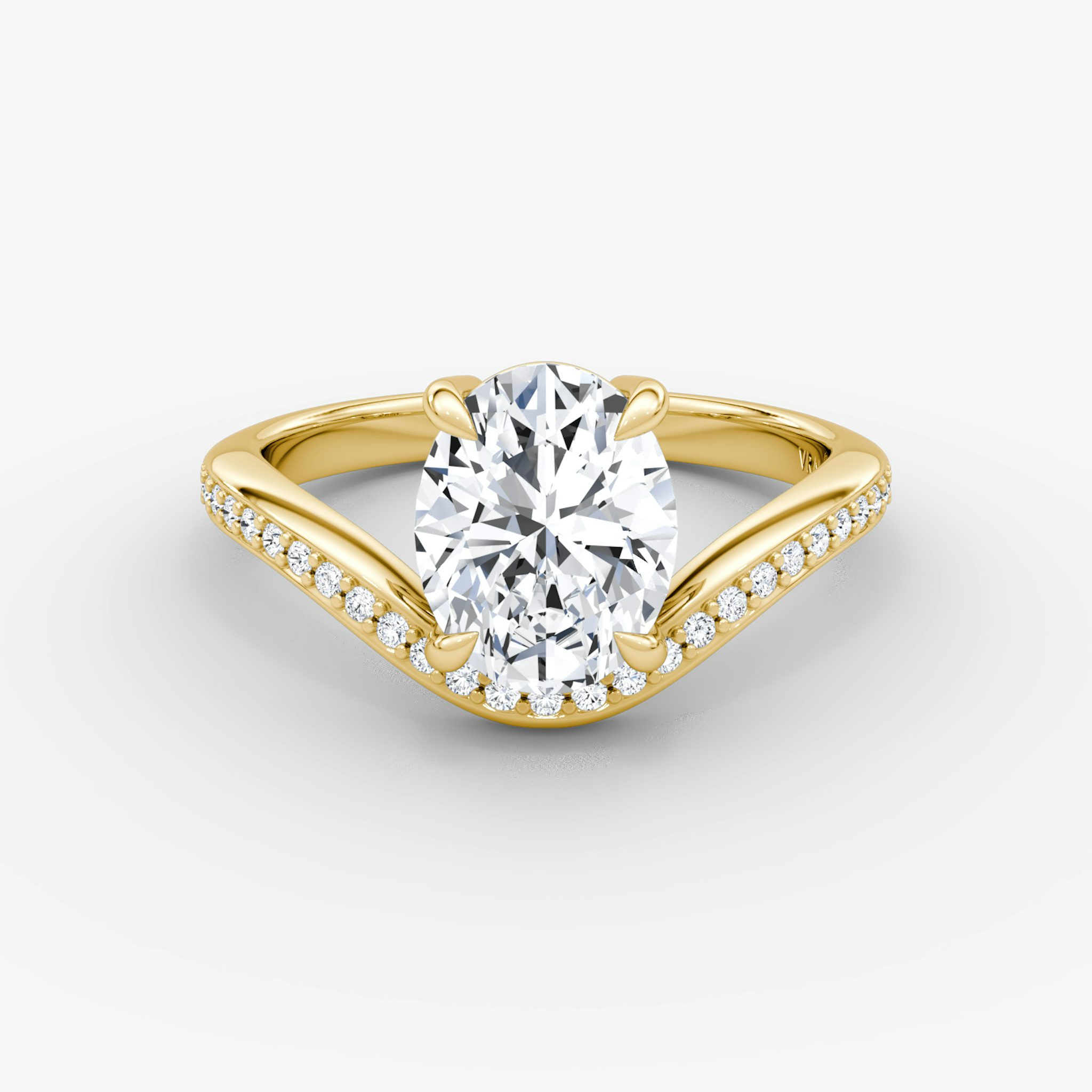 The Curve | Oval | 18k | Yellow Gold | bandAccent: Pavé | diamondOrientation: vertical | caratWeight: other