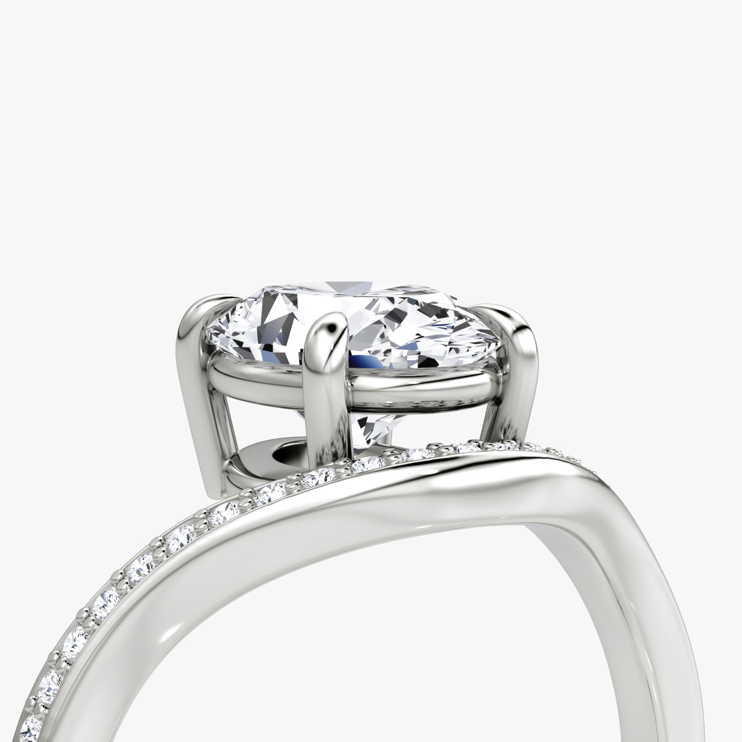 The Curve | Oval | Platinum | bandAccent: Pavé | diamondOrientation: vertical | caratWeight: other
