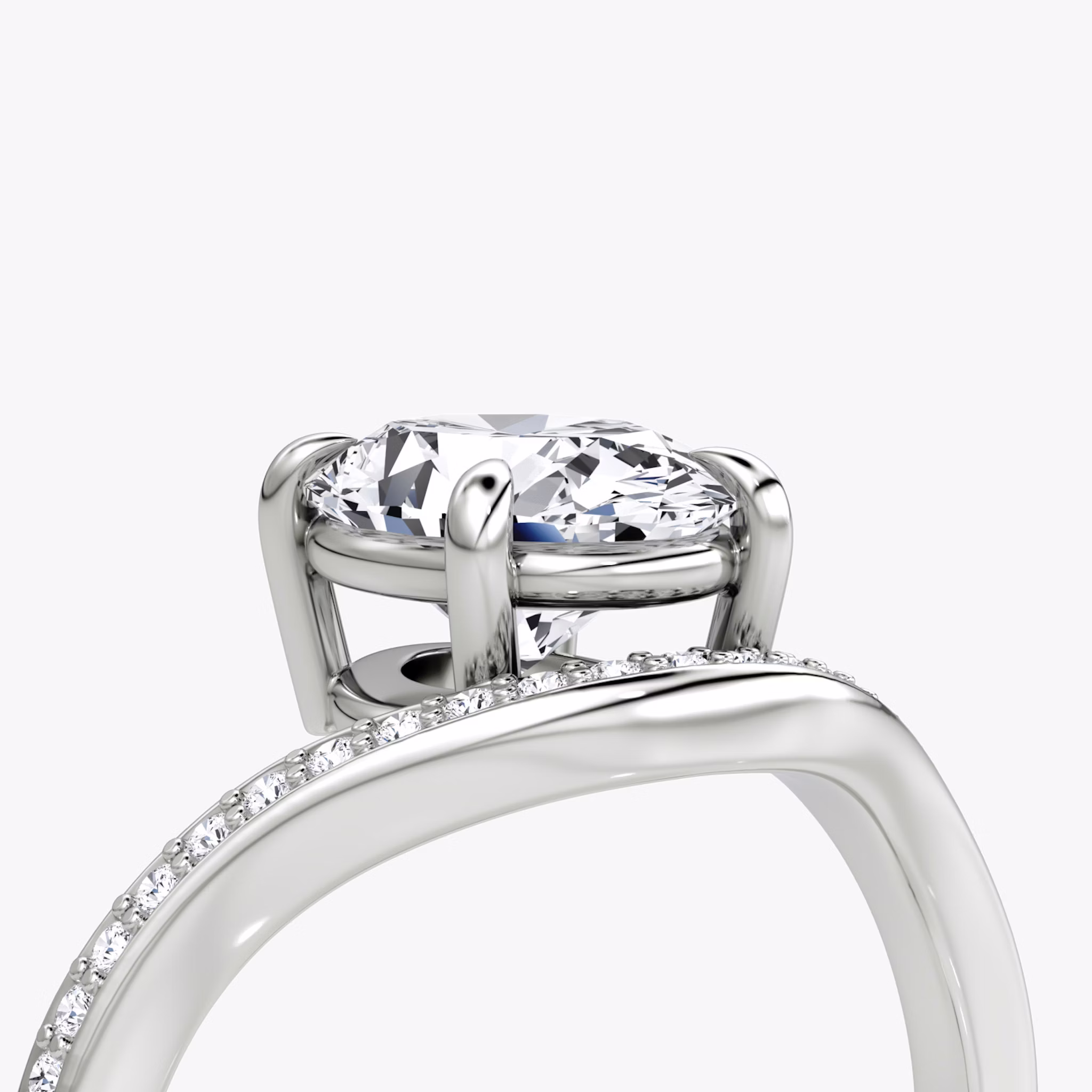 The Curve | Oval | Platinum | bandAccent: Pavé | diamondOrientation: vertical | caratWeight: other