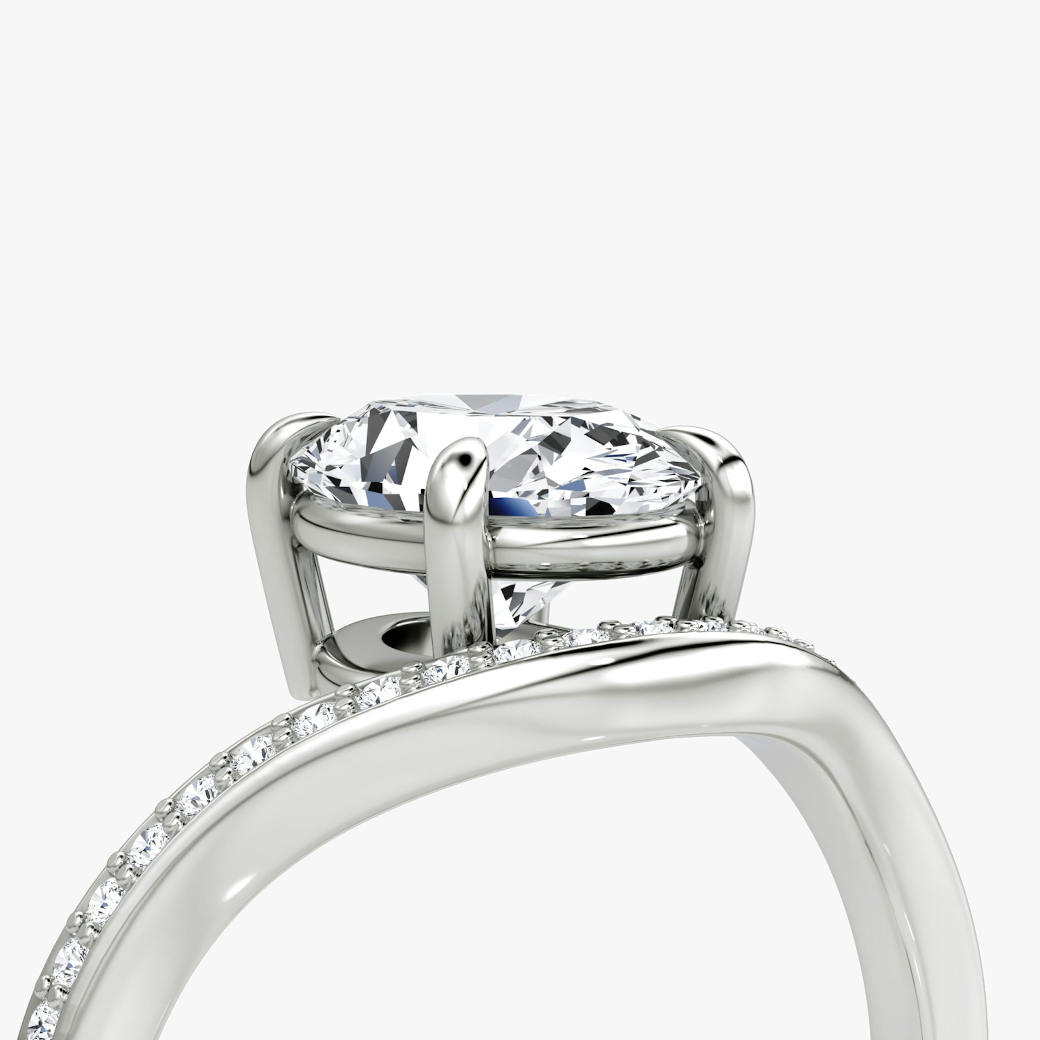 The Curve | Oval | Platinum | bandAccent: Pavé | diamondOrientation: vertical | caratWeight: other