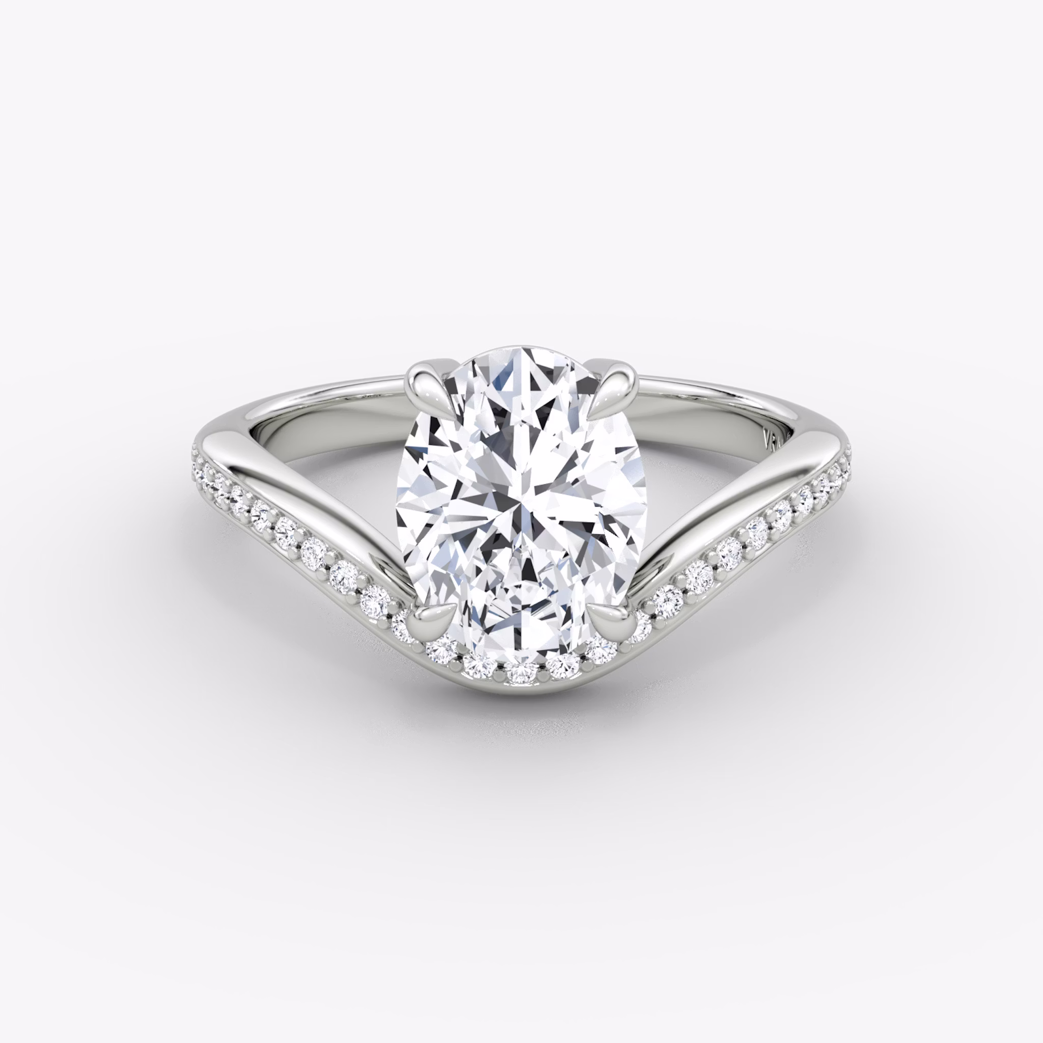 The Curve | Oval | Platinum | bandAccent: Pavé | diamondOrientation: vertical | caratWeight: other