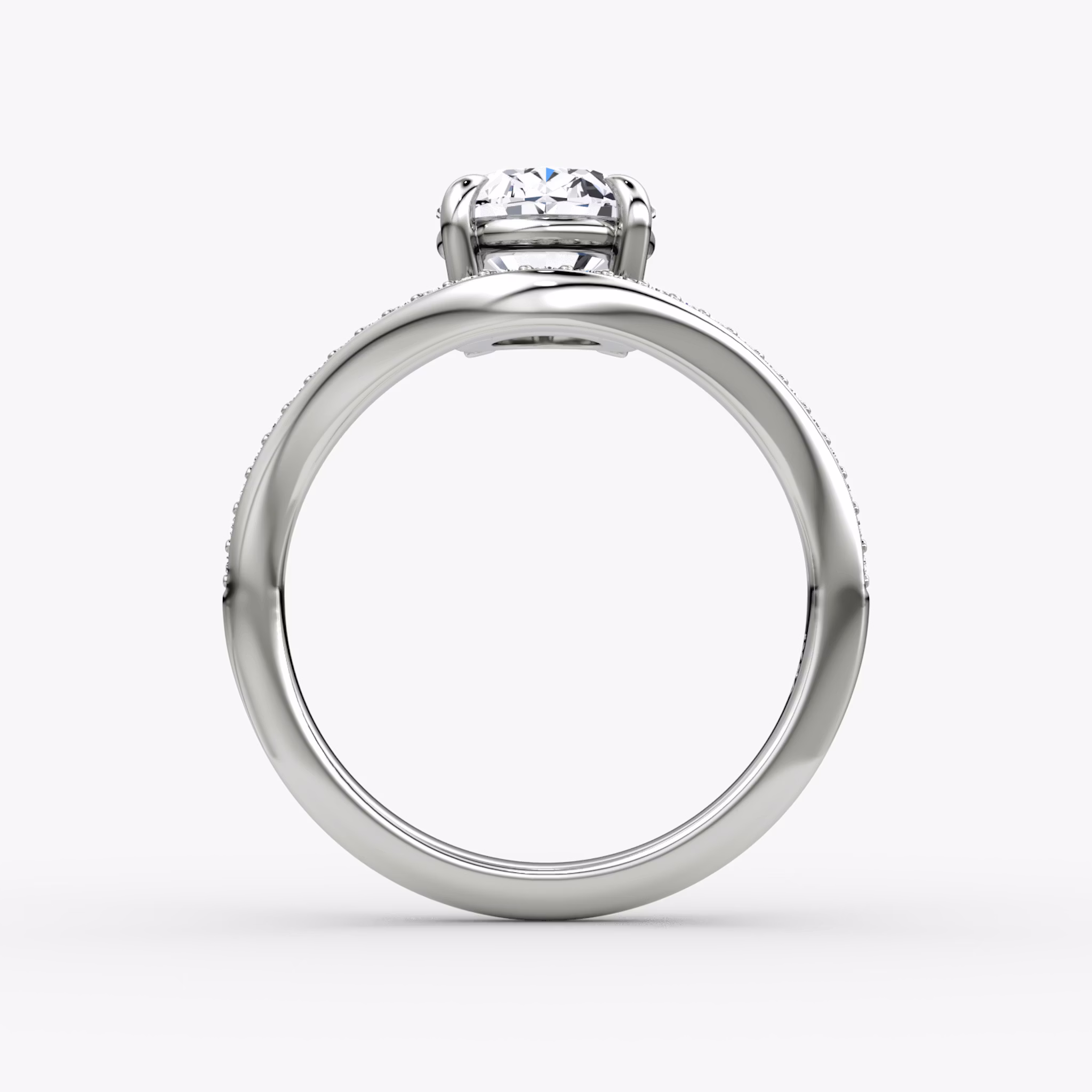 The Curve | Oval | 18k | White Gold | bandAccent: Pavé | diamondOrientation: vertical | caratWeight: other