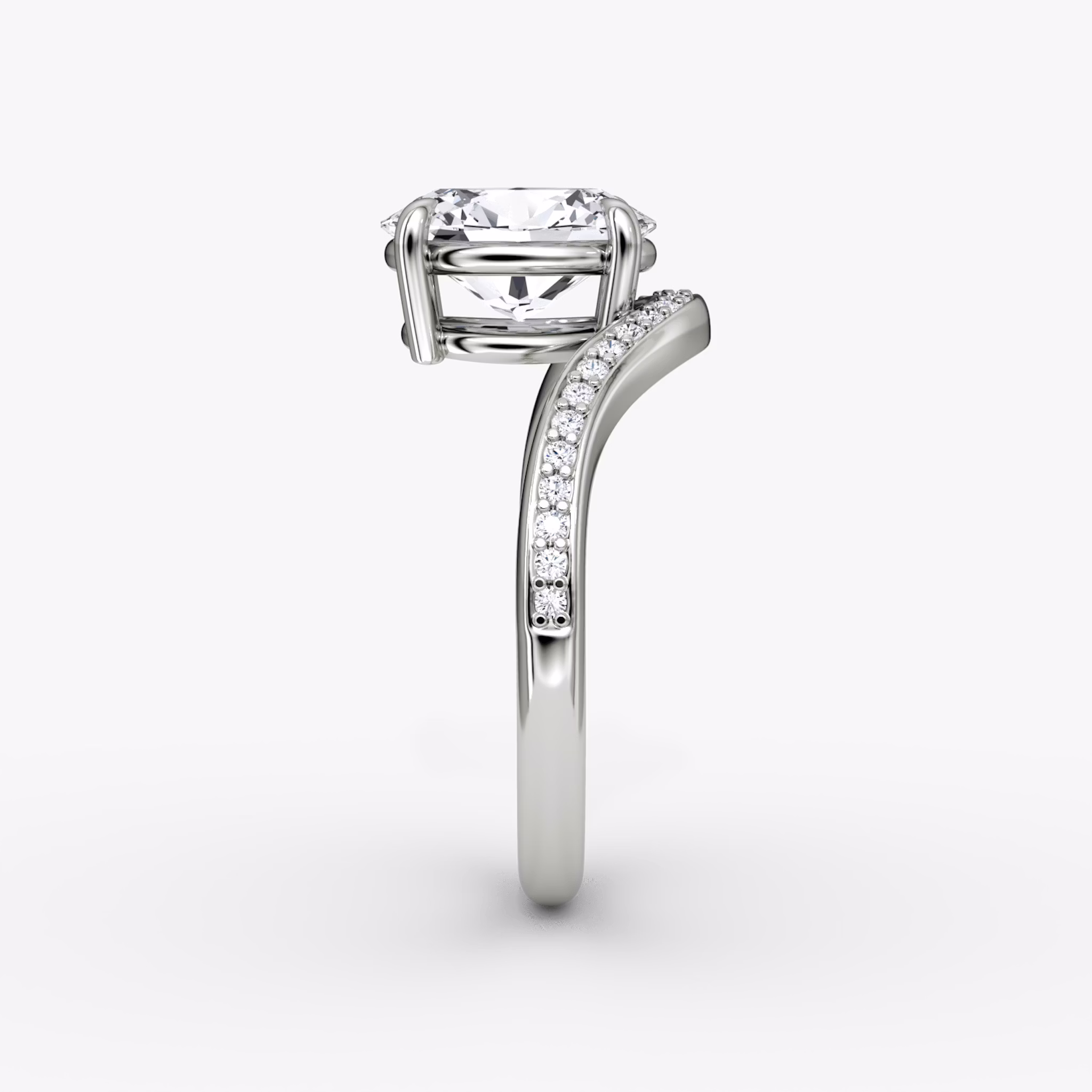 The Curve | Oval | 18k | White Gold | bandAccent: Pavé | diamondOrientation: vertical | caratWeight: other