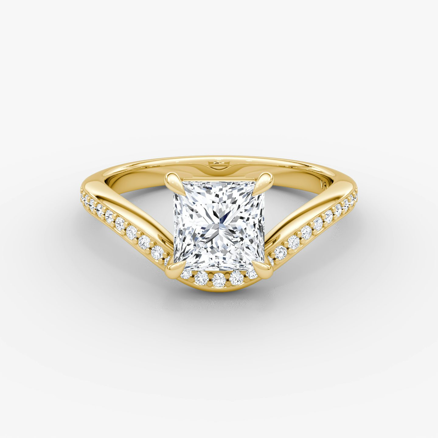 Anillo de compromiso Curve | Princesa | 18k | Oro amarillo | bandAccent: Pavé | diamondOrientation: vertical | caratWeight: other