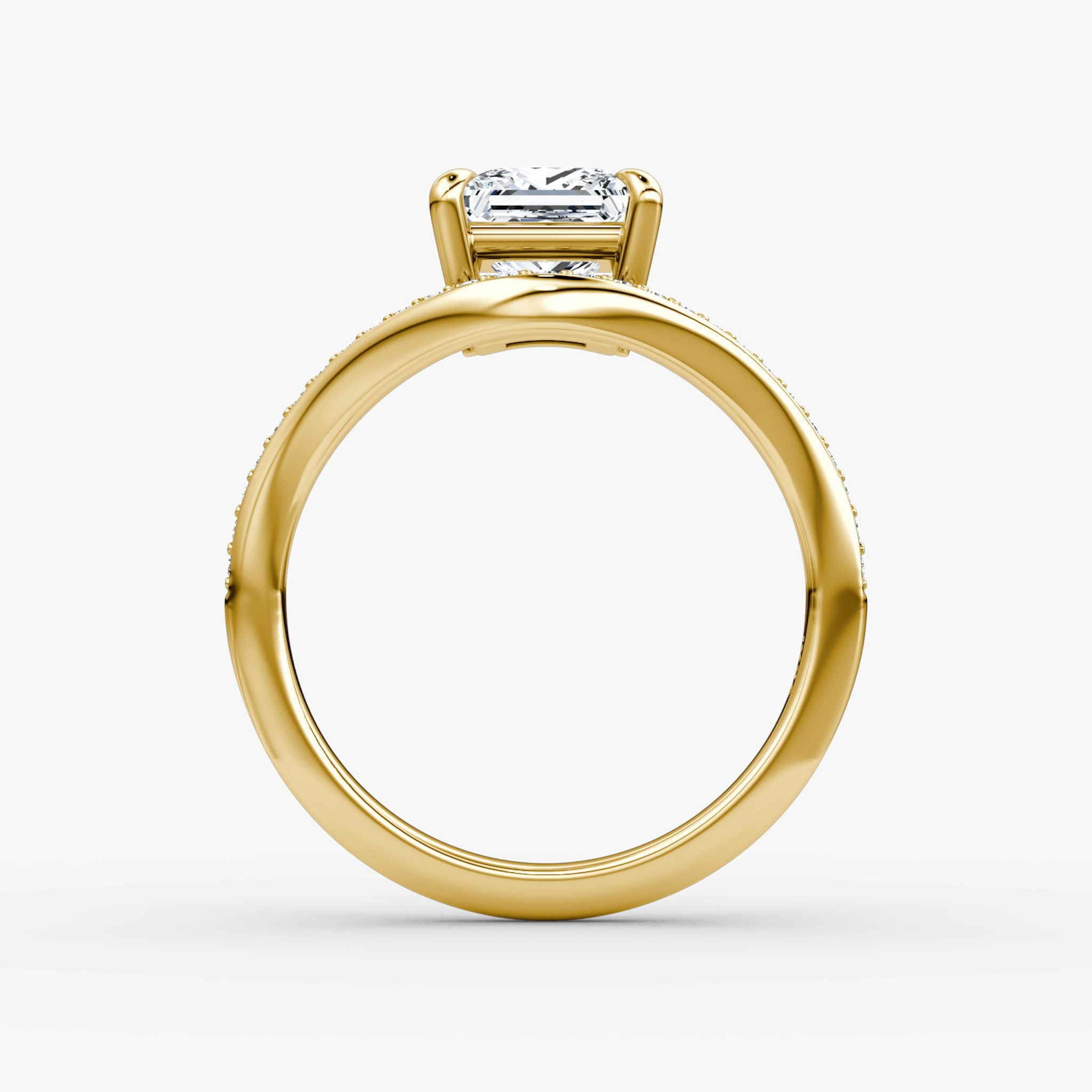 The Curve | Princess | 18k | Yellow Gold | bandAccent: Pavé | diamondOrientation: vertical | caratWeight: other