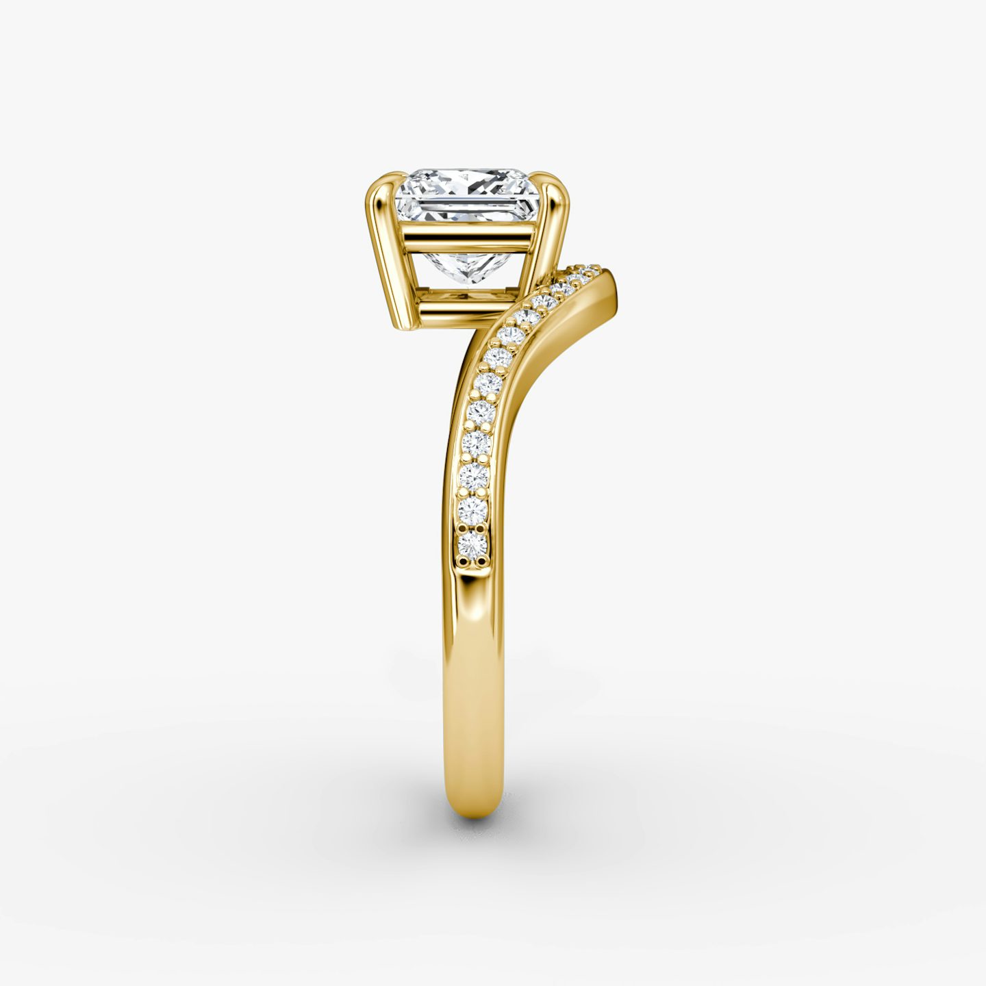 Anillo de compromiso Curve | Princesa | 18k | Oro amarillo | bandAccent: Pavé | diamondOrientation: vertical | caratWeight: other